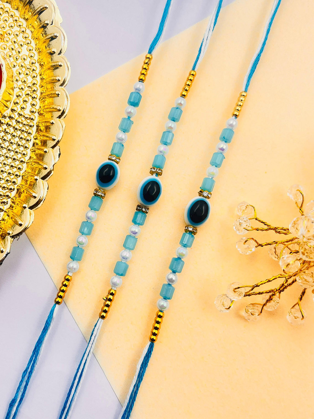 TANAIRA Set Of 3 Artificial Beaded Thread Rakhis
