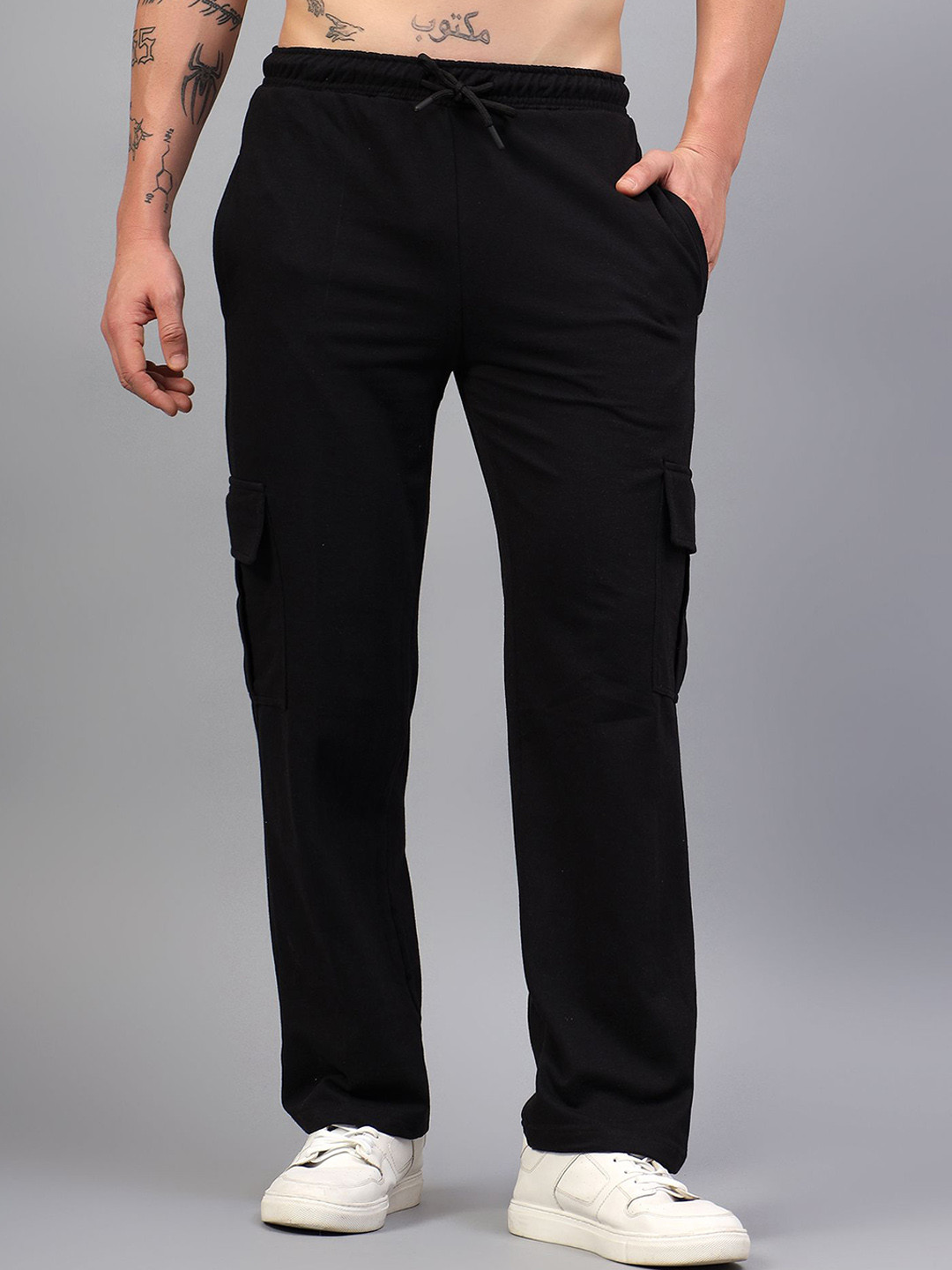 PERSONALITEE Men Cotton Relaxed Fit Cargo Track Pants