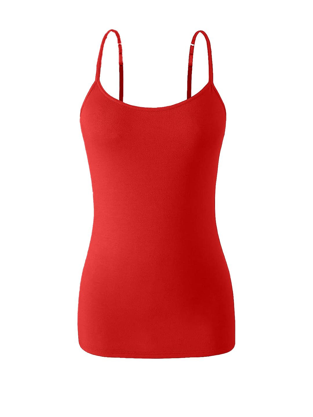 EMBATA Women Red Solid Camisole Slip with Adjustable Straps
