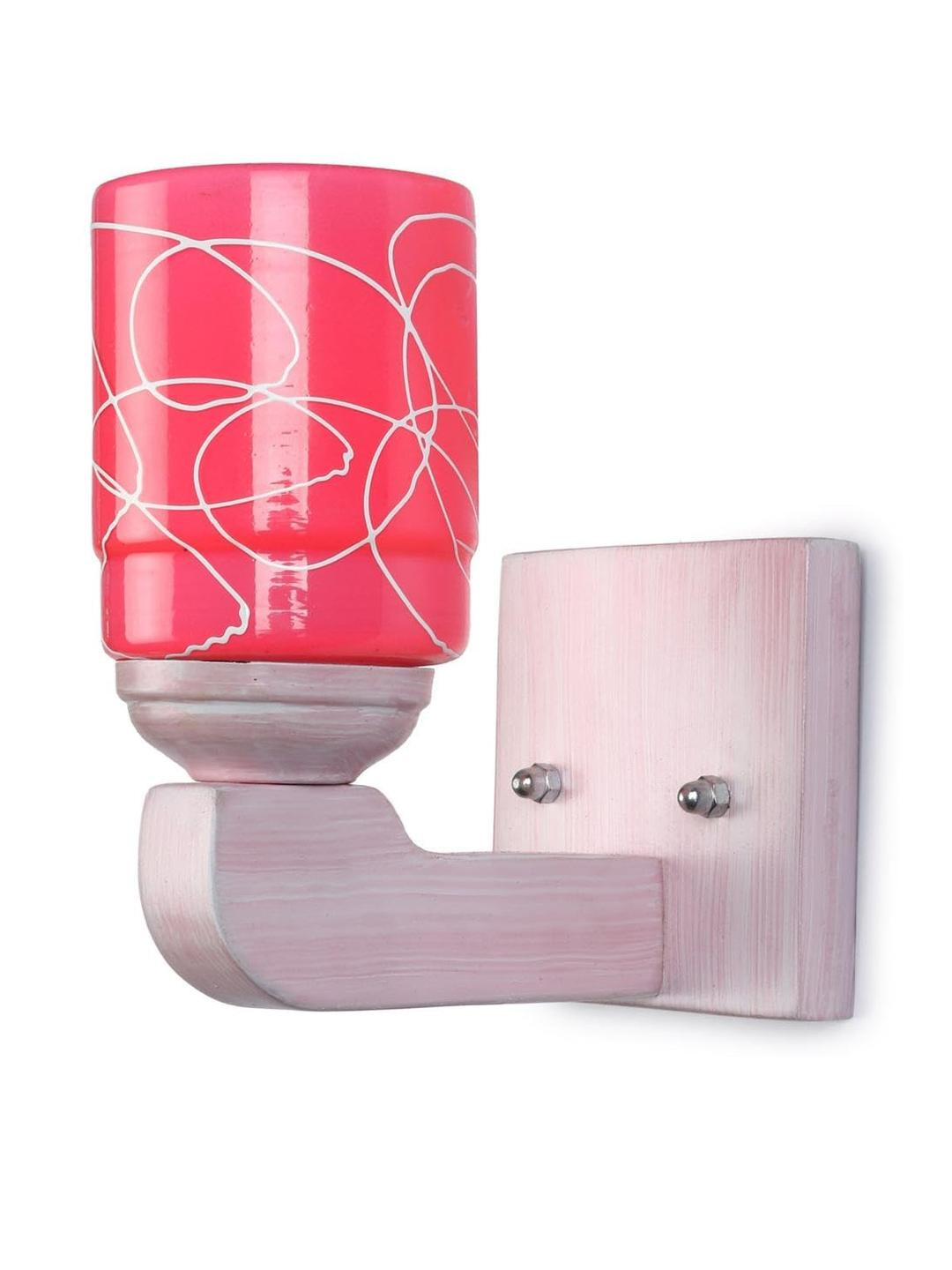 Somil Premium Designer Glass Wall / Night Lamp  Elegant & Stylish Dcor Accent for Modern Interiors, Color- Pink, White, Size:- 18 X 23 X 19.5 CM