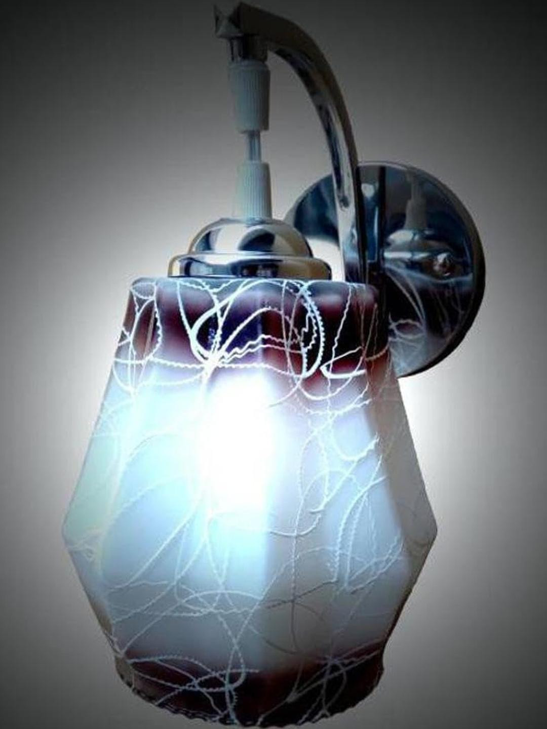 Somil Premium Designer Glass Wall / Night Lamp  Elegant & Stylish Dcor Accent for Modern Interiors, color- Brown, White,  Size, 22.5 X 26.5 X 29 CM