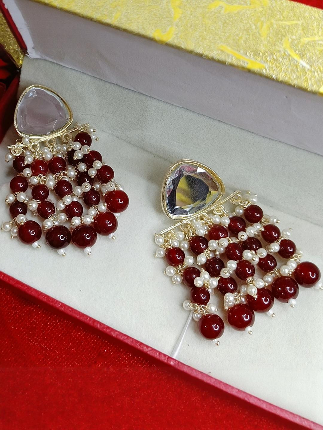 NAYANSH Unisex Maroon Jewellery Set