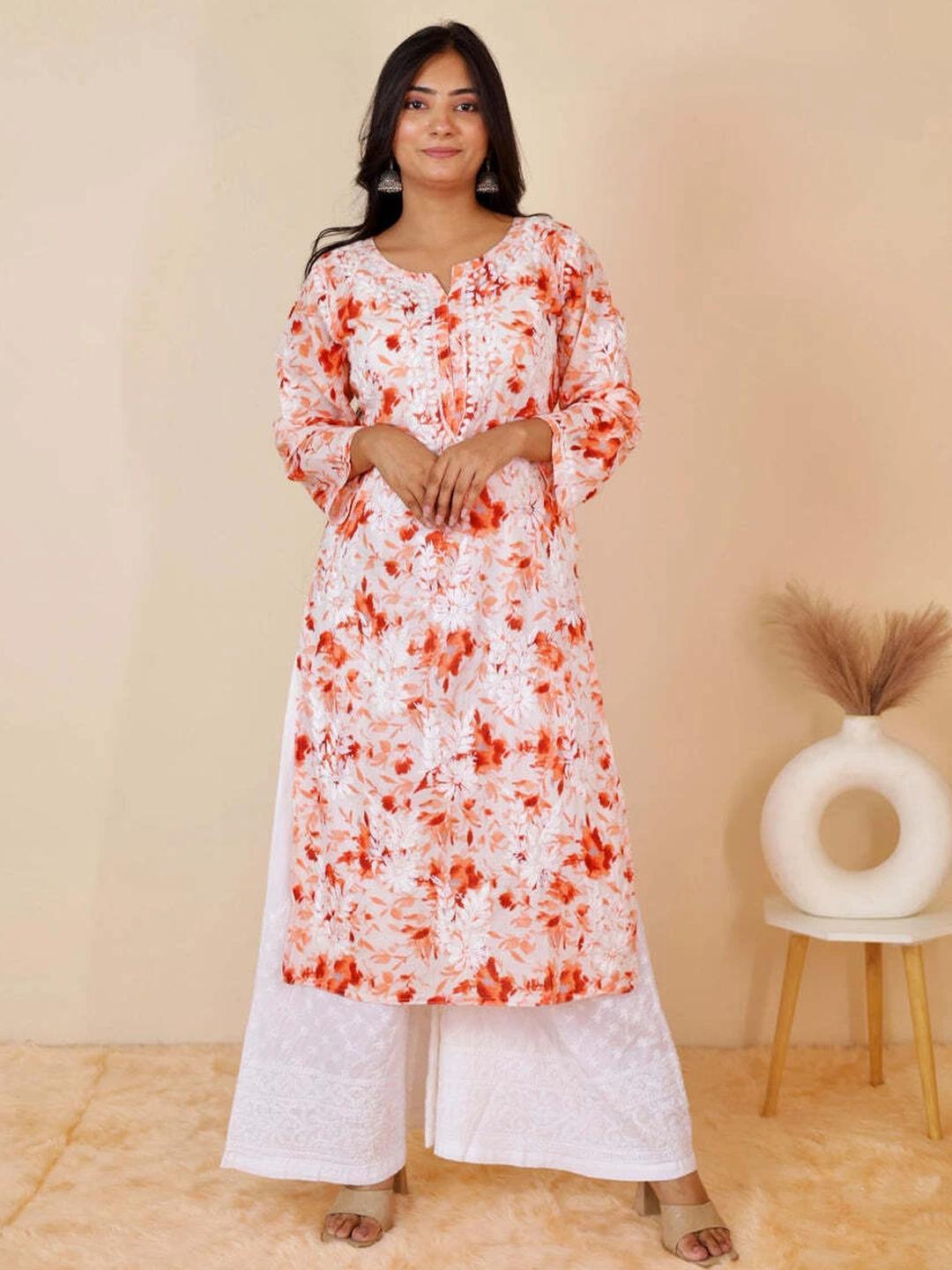 MALABIS Women Orange Kurtas
