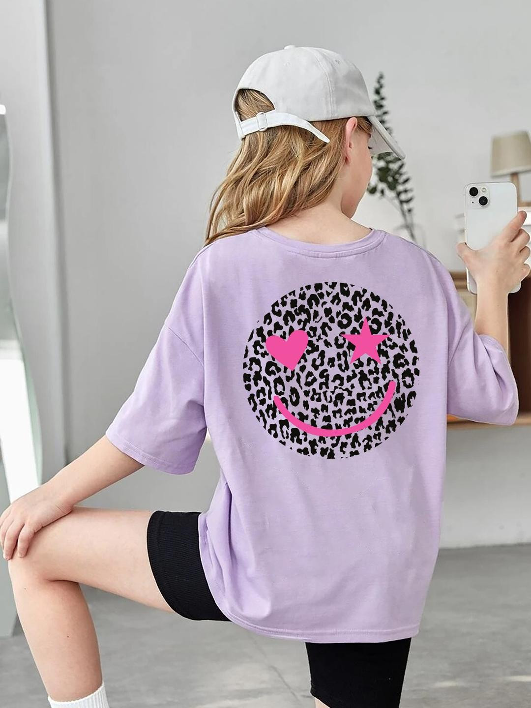 KEESOR Cotton Treandy Graphic Round Neck Short Sleeves Oversized T-shirt