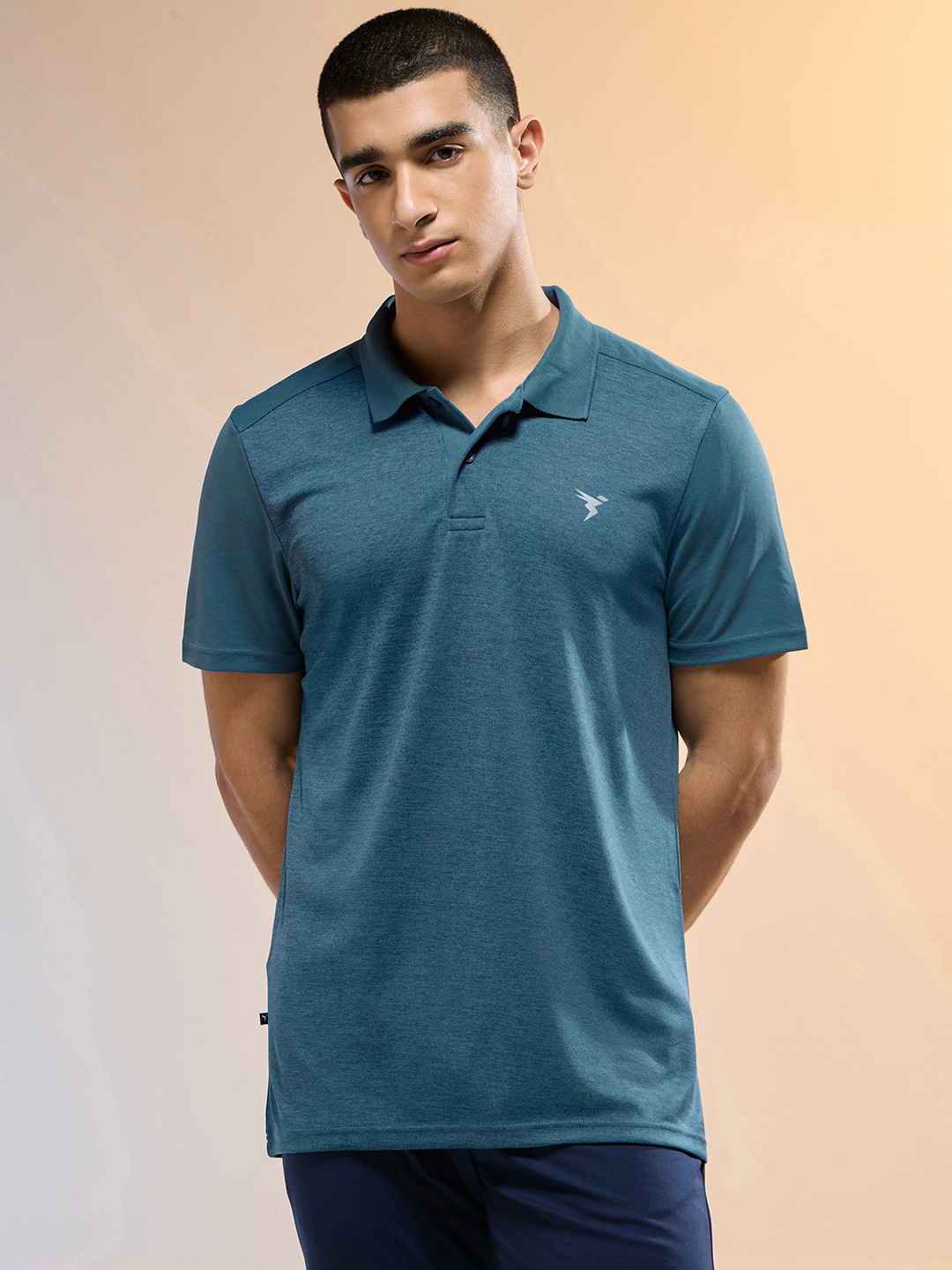 Technosport Men Anti Static Solid Polo Collar Slim Fit T-shirt