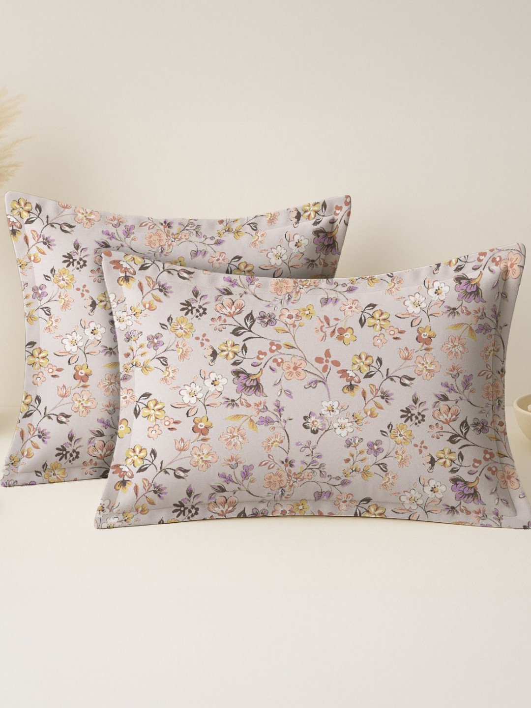 MAYFAIR HOMES LONDON Lavender 2Pieces Abstract Printed Pure Cotton Rectangle Pillow Covers