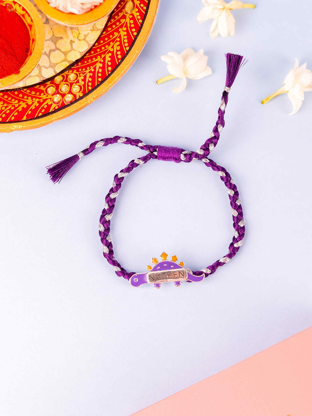 Kicky And Perky Kids 925 Sterling Silver Little Dinosaur Wraparound Rakhi