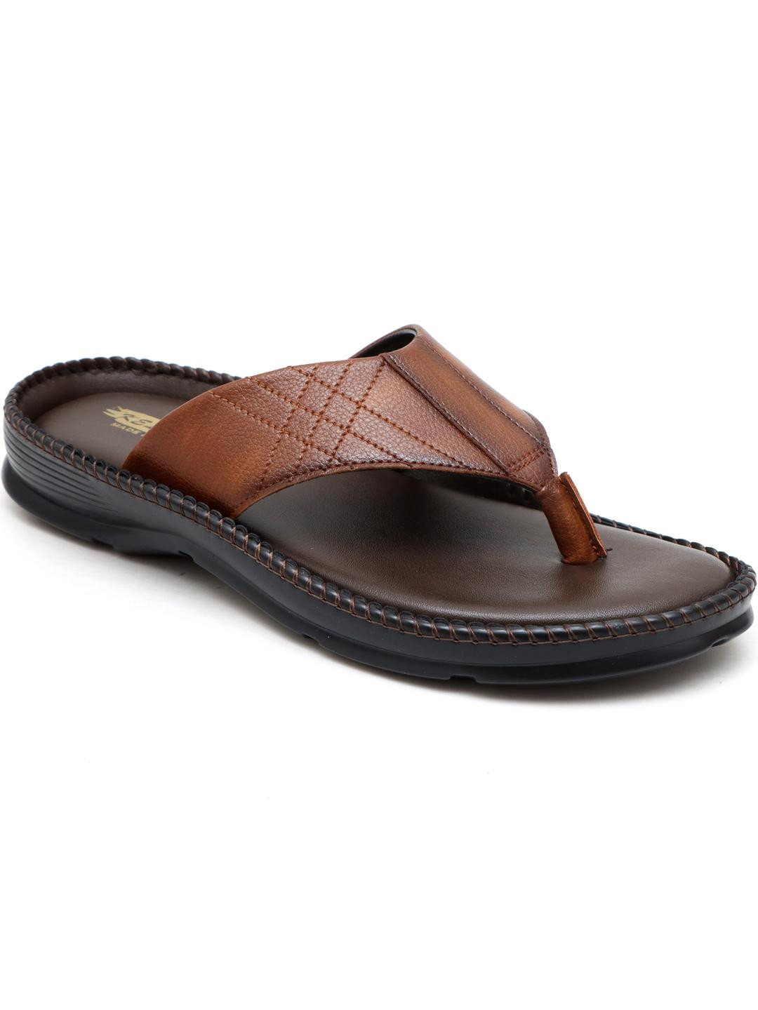 Kelsey Men Tan Open Toe Leather Sippers