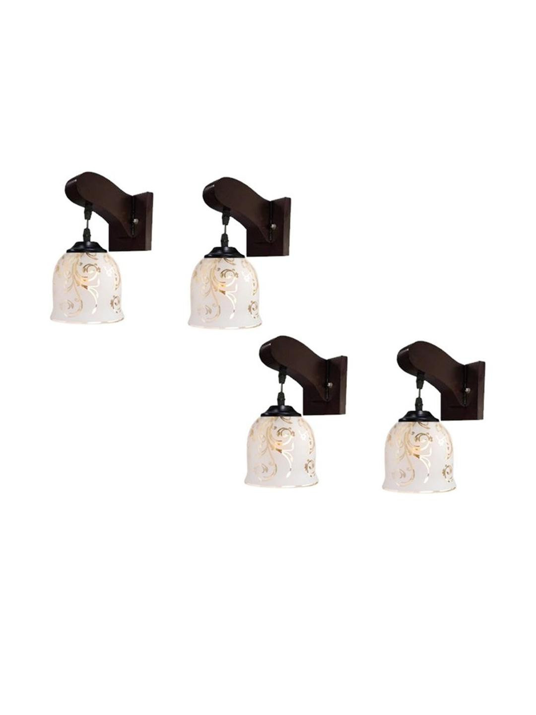 Somil Premium Designer Glass Wall / Night Lamp  Elegant & Stylish Dcor Accent for Modern Interiors, Color- Golden, White, Size:- 14 X 14 X 22 CM