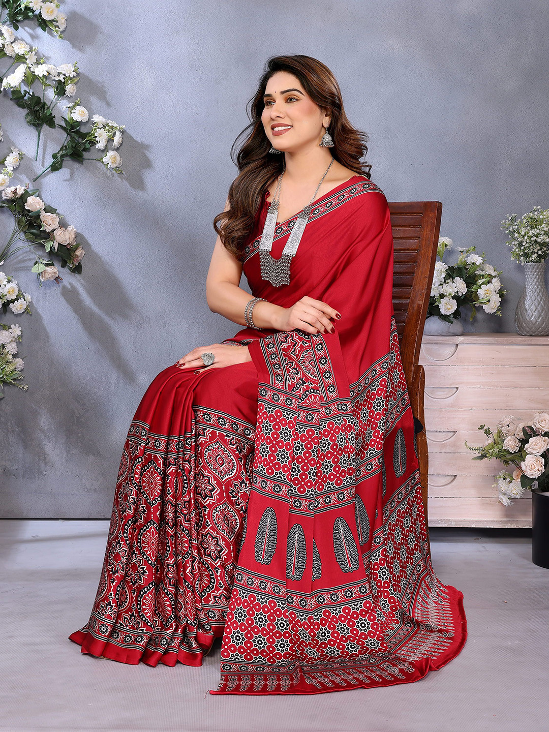 Mitera Printed Border Art Silk Banarasi Saree