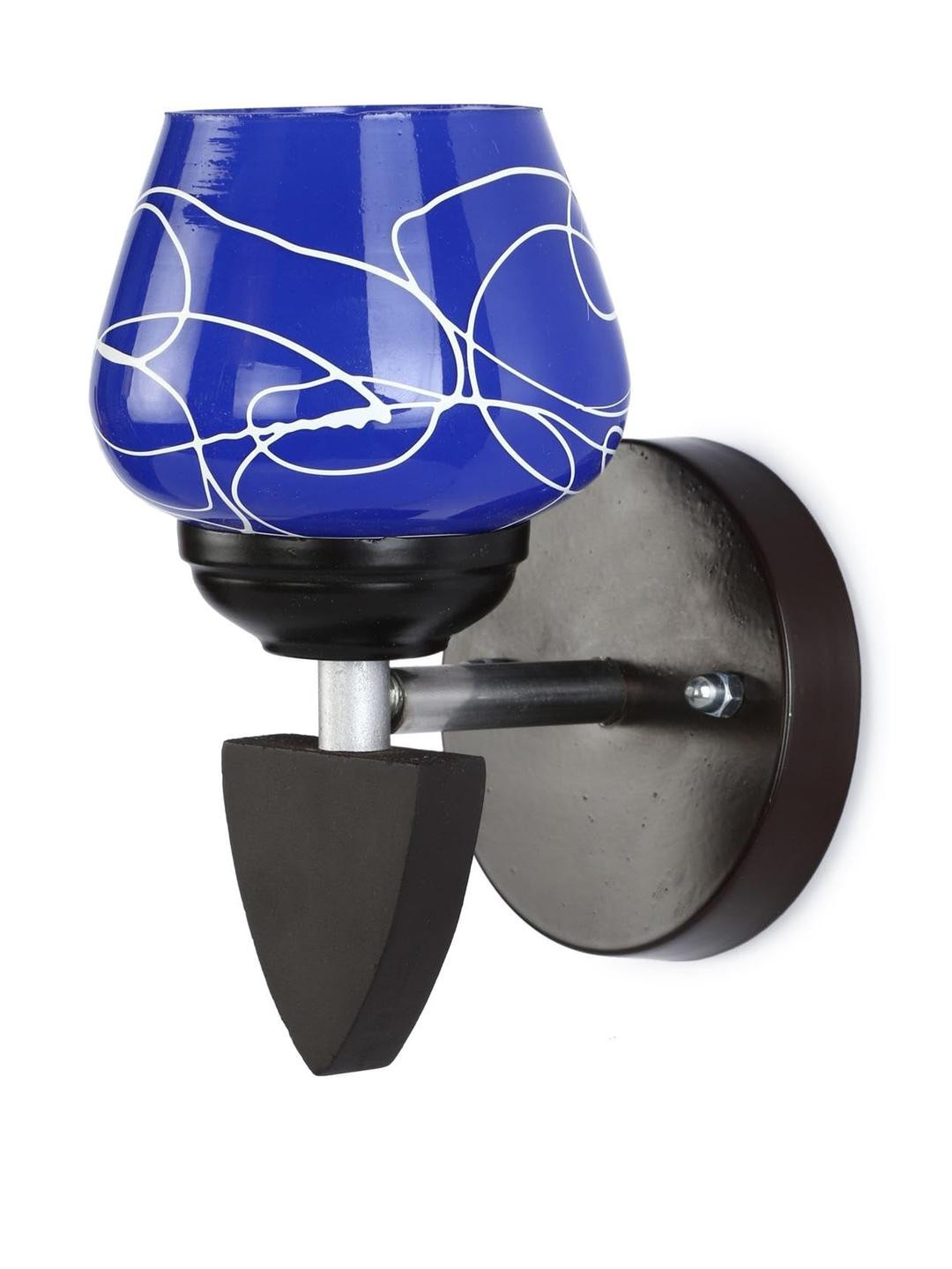 Somil Premium Designer Glass Wall / Night Lamp  Elegant & Stylish Dcor Accent for Modern Interiors, Color- Blue, White, Size:- 10 X 10 X 18 CM