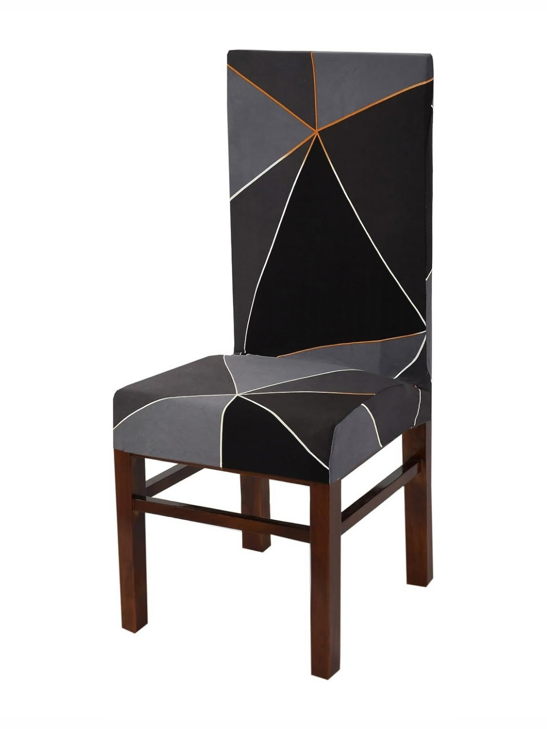 Yellow Weaves Dark Grey Printed Chair Cover