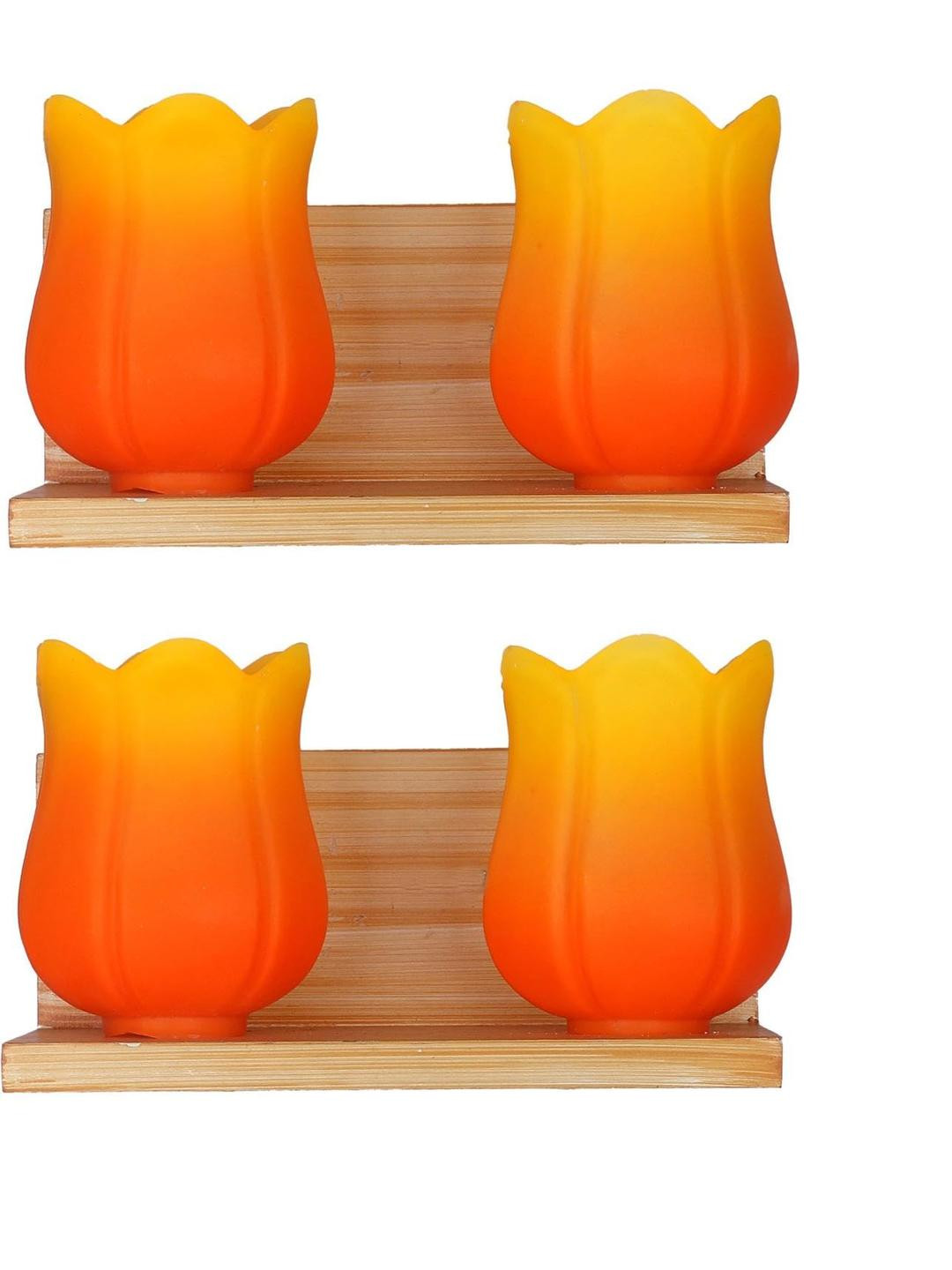 Somil Premium Designer Glass Wall / Night Lamp  Elegant & Stylish Dcor Accent for Modern Interiors, Color- Orange, Yellow, Size:- 33.5 X 23.5 X 27.5 CM