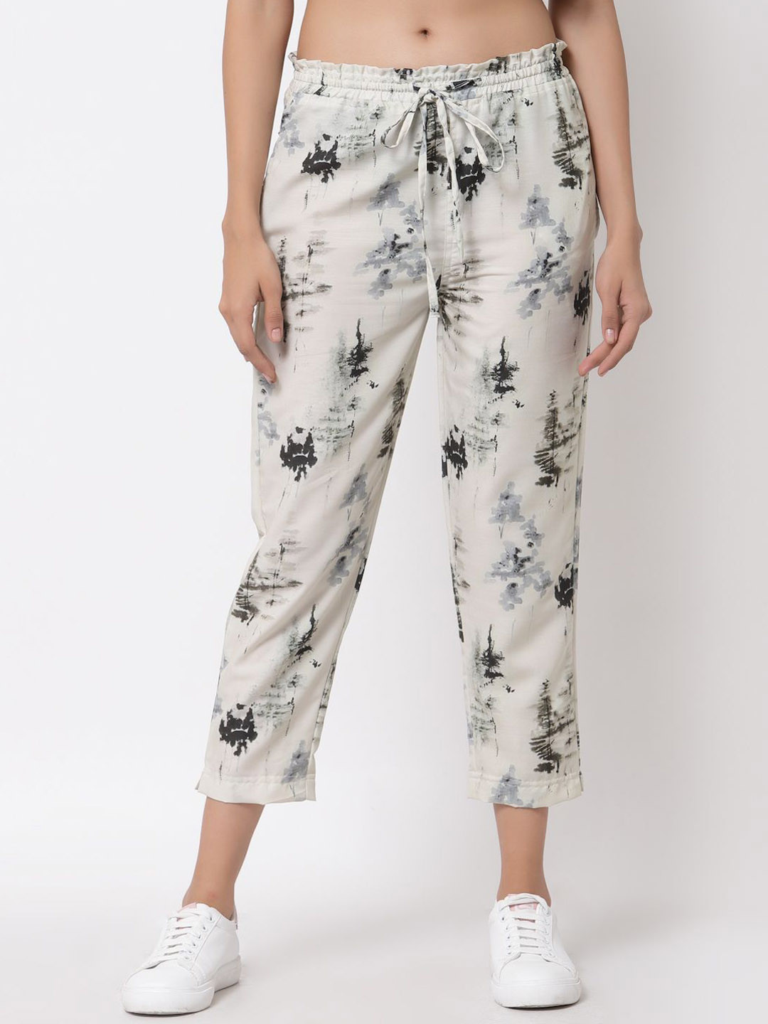 J Style Girls Abstract Printed Urban Slim Slim Fit  Mid-Rise Regular Trousers