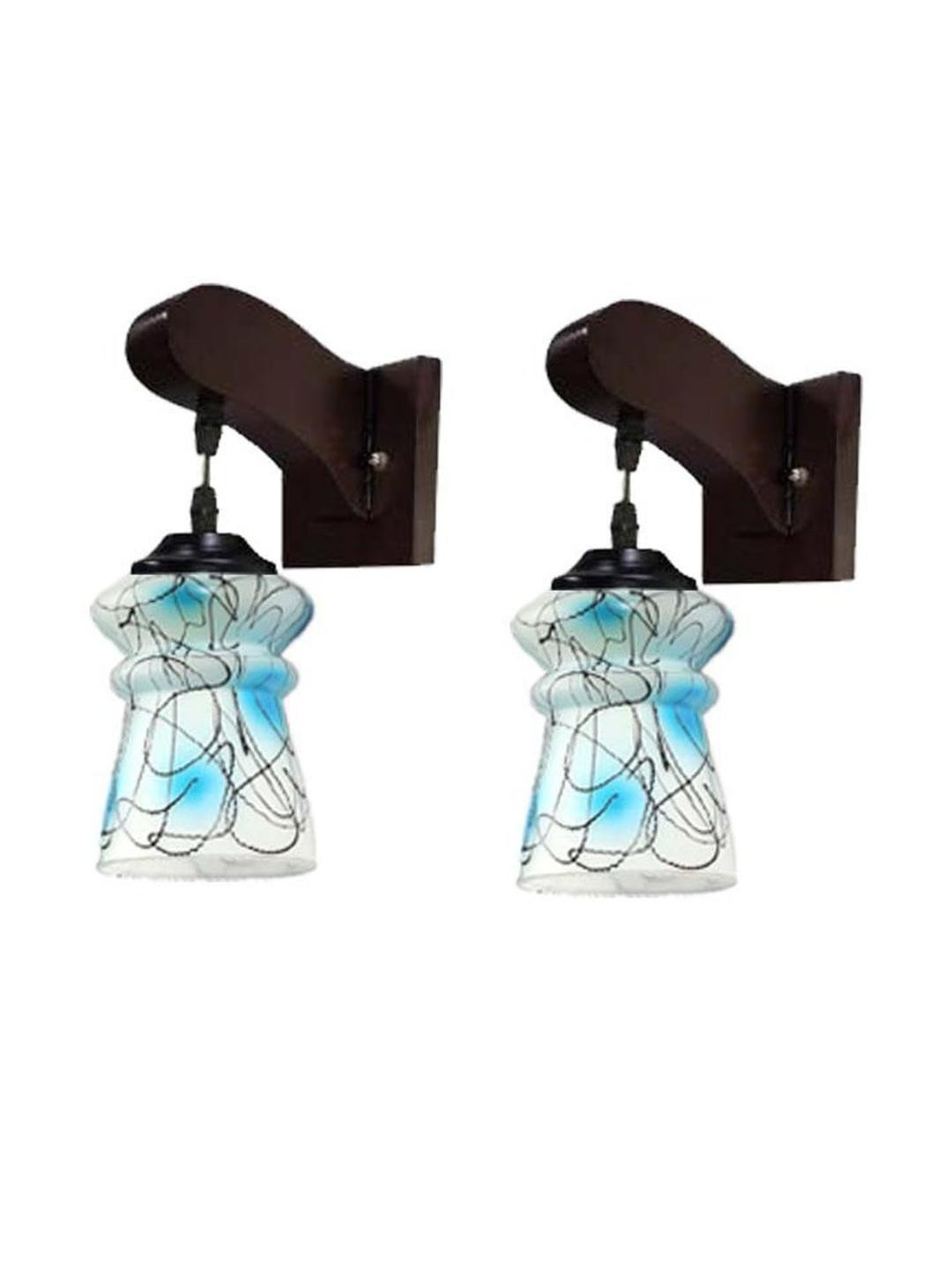 Somil Premium Designer Glass Wall / Night Lamp  Elegant & Stylish Dcor Accent for Modern Interiors, Color- Firozi, White, Black, Size:- 20 X 25 X 22.5 CM