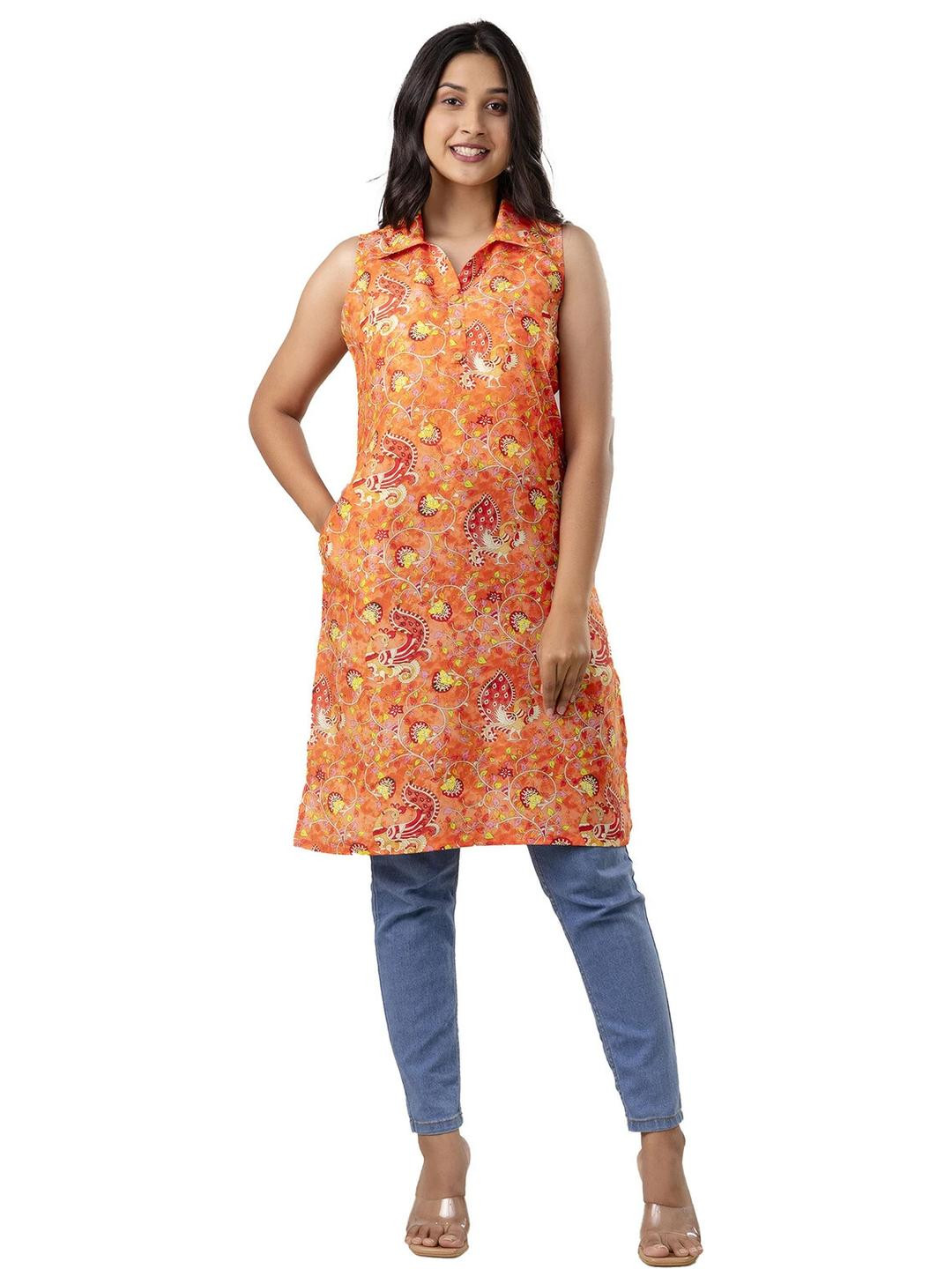 RAISHREE Women Sleeveless Short Kurta With Pocket