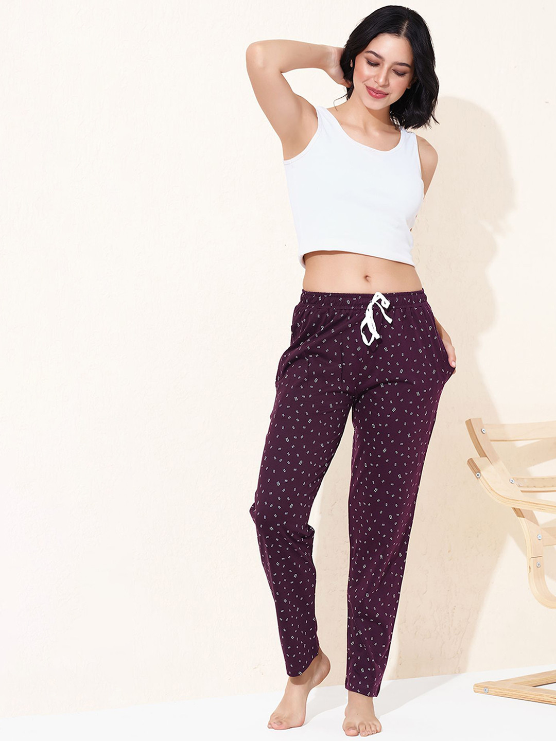 QUIRA Printed Cotton Straight Lounge Pants