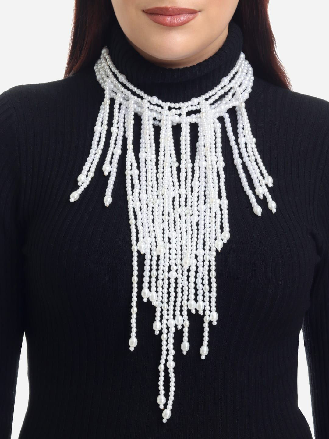 Beau Design Pearls Beaded Statement Necklace