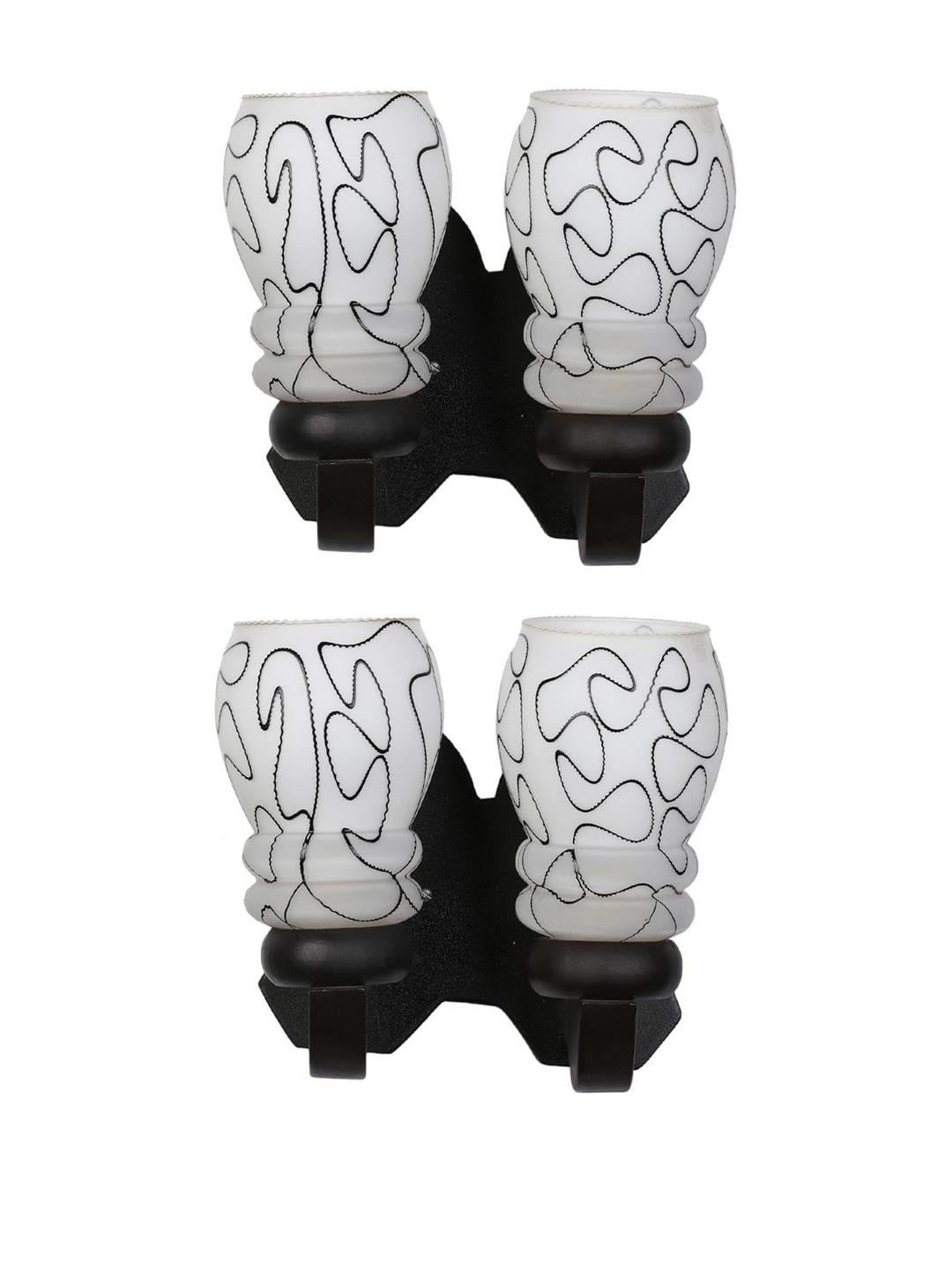 Somil Premium Designer Glass Wall / Night Lamp  Elegant & Stylish Dcor Accent for Modern Interiors, color- Black, White, Size, 29 X 24 X 30.5 CM