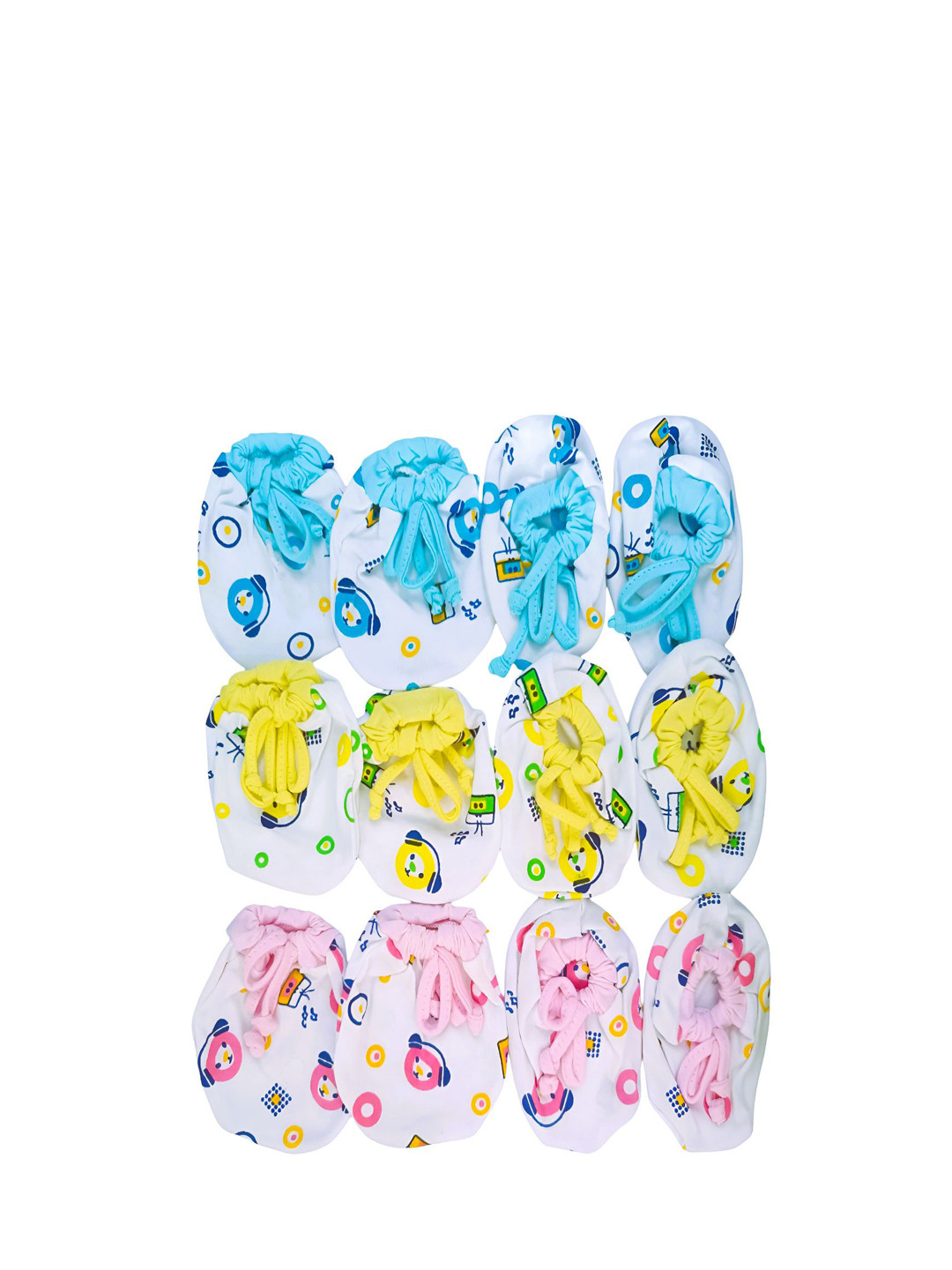 CUTEABLY Infants Pack Of 3 Printed Mittens & Booties