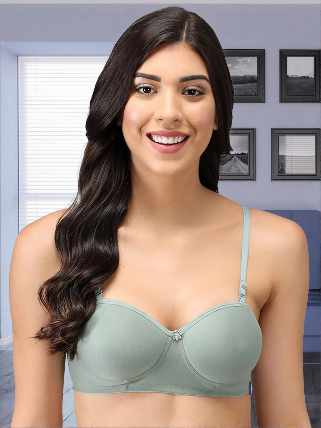Samvar Green Cotton Non-Wired Non Padded Minimizer Bra