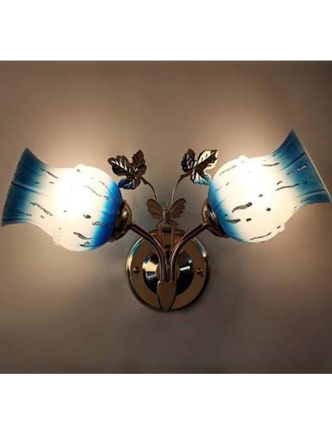 Somil Premium Designer Glass Wall / Night Lamp  Elegant & Stylish Dcor Accent for Modern Interiors, Color- Firozi, White, Size:- 27.5 X 14.5 X 34 CM