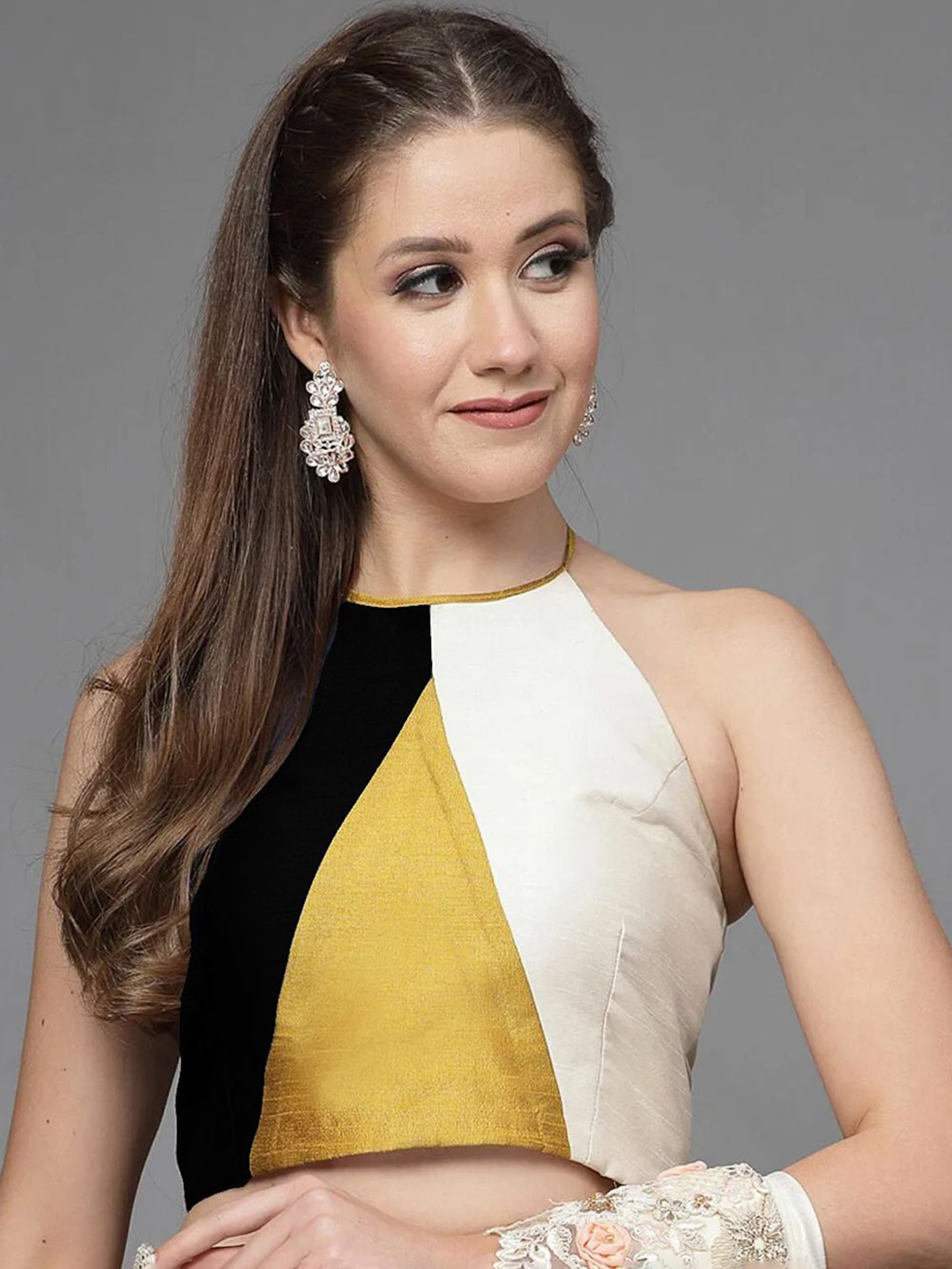 Utsav Fashion Color Blocked Halter Neck Saree Blouse