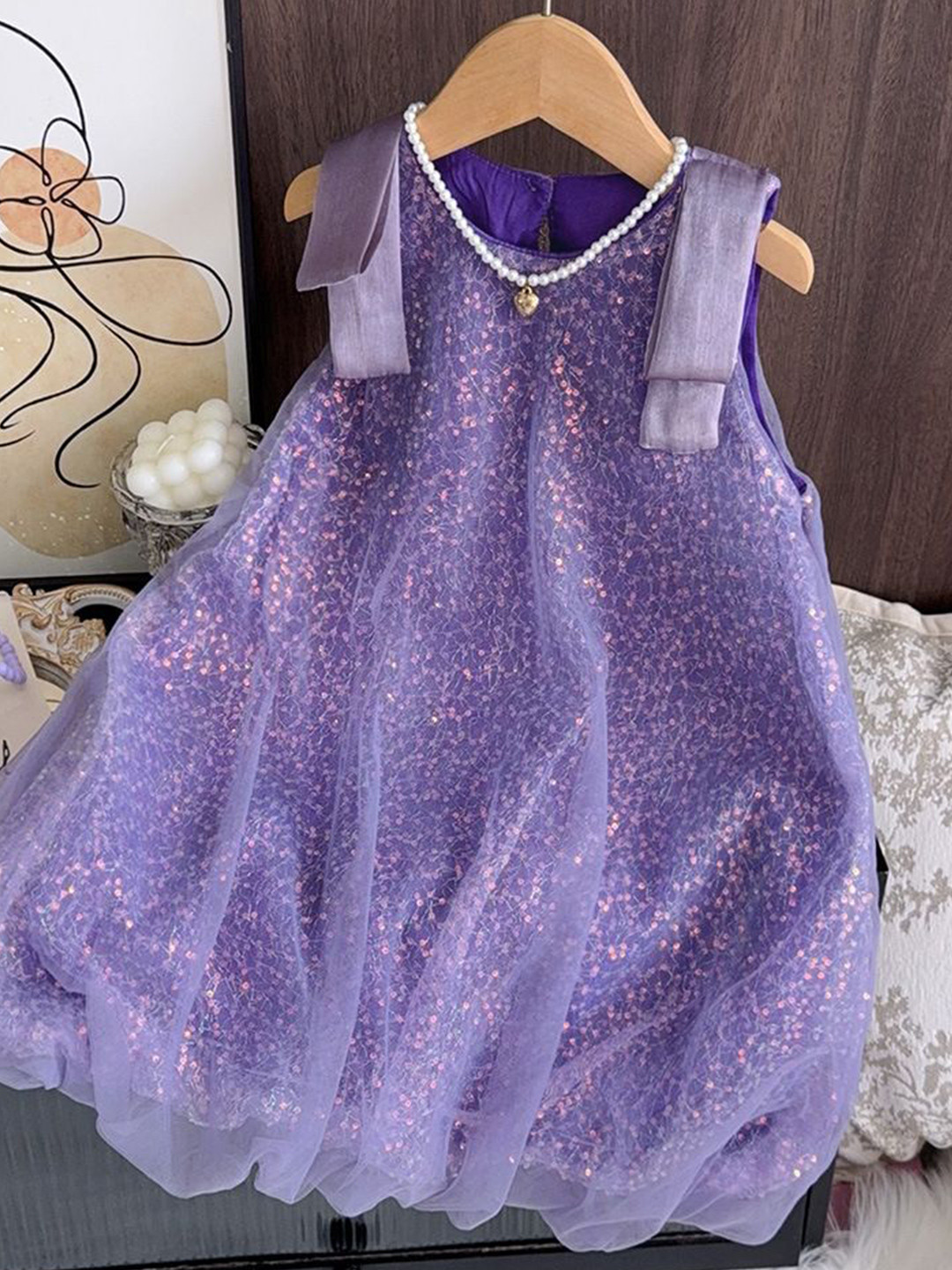StyleCast x Revolte Girl's Embellished Sleeveless Sequined A-Line Dress