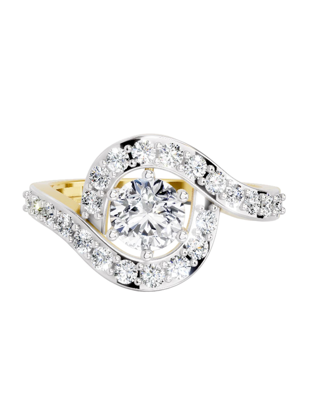 Sparkles 14K Yellow Gold Lab Grown Diamond 1.29 Carat Round Shape Diamond Ring
