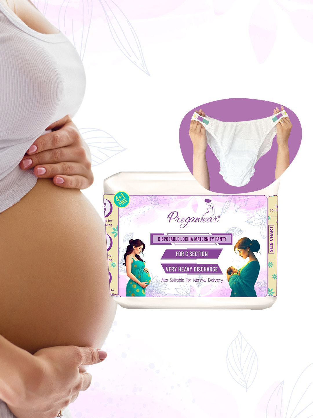 Pregawear 8Pcs Disposable Leak Proof Lochia Maternity Panty for Post Delivery & C Section