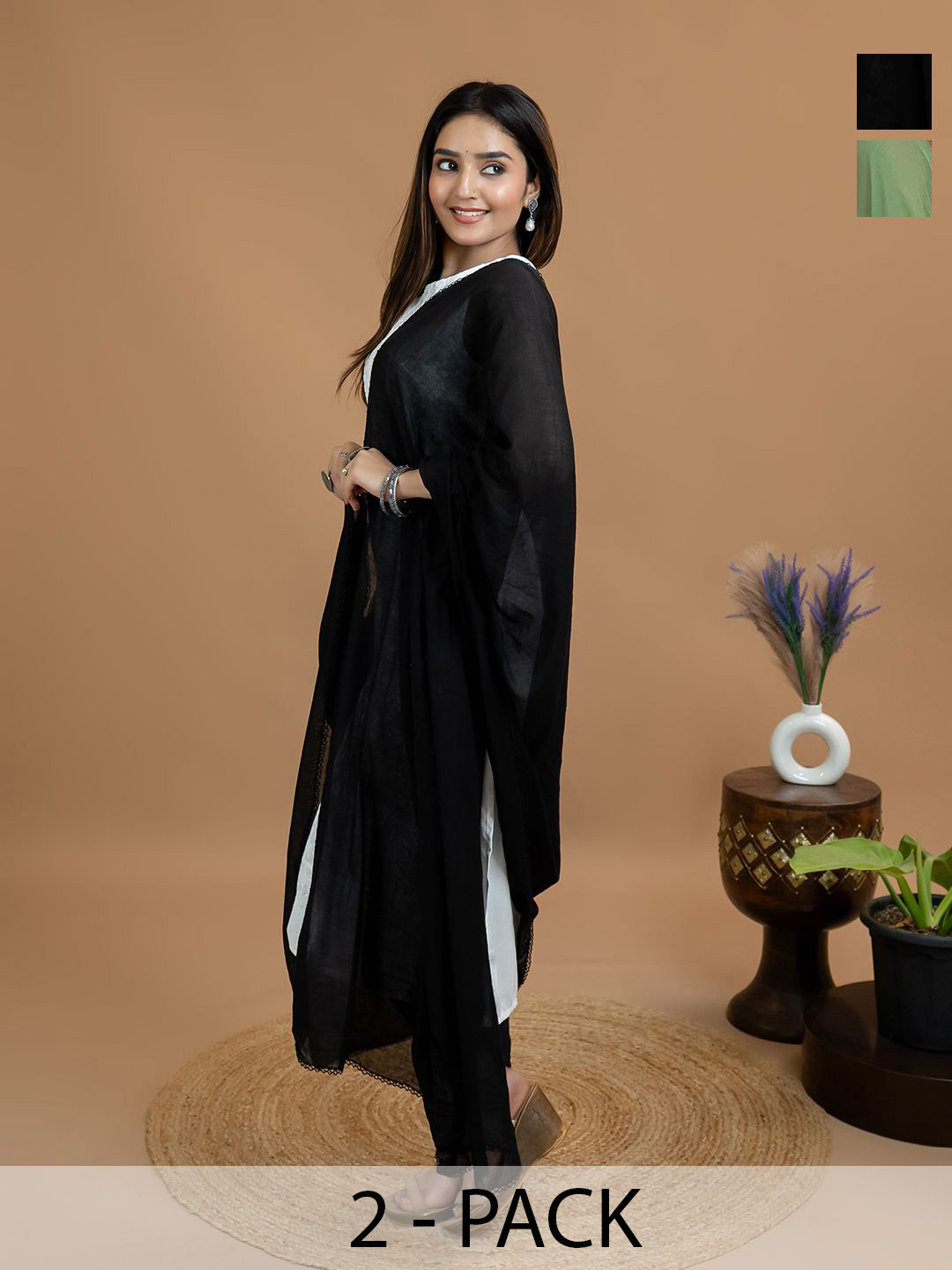 HELLA FASHIONS Selection Of 2 Cotton Dupattas