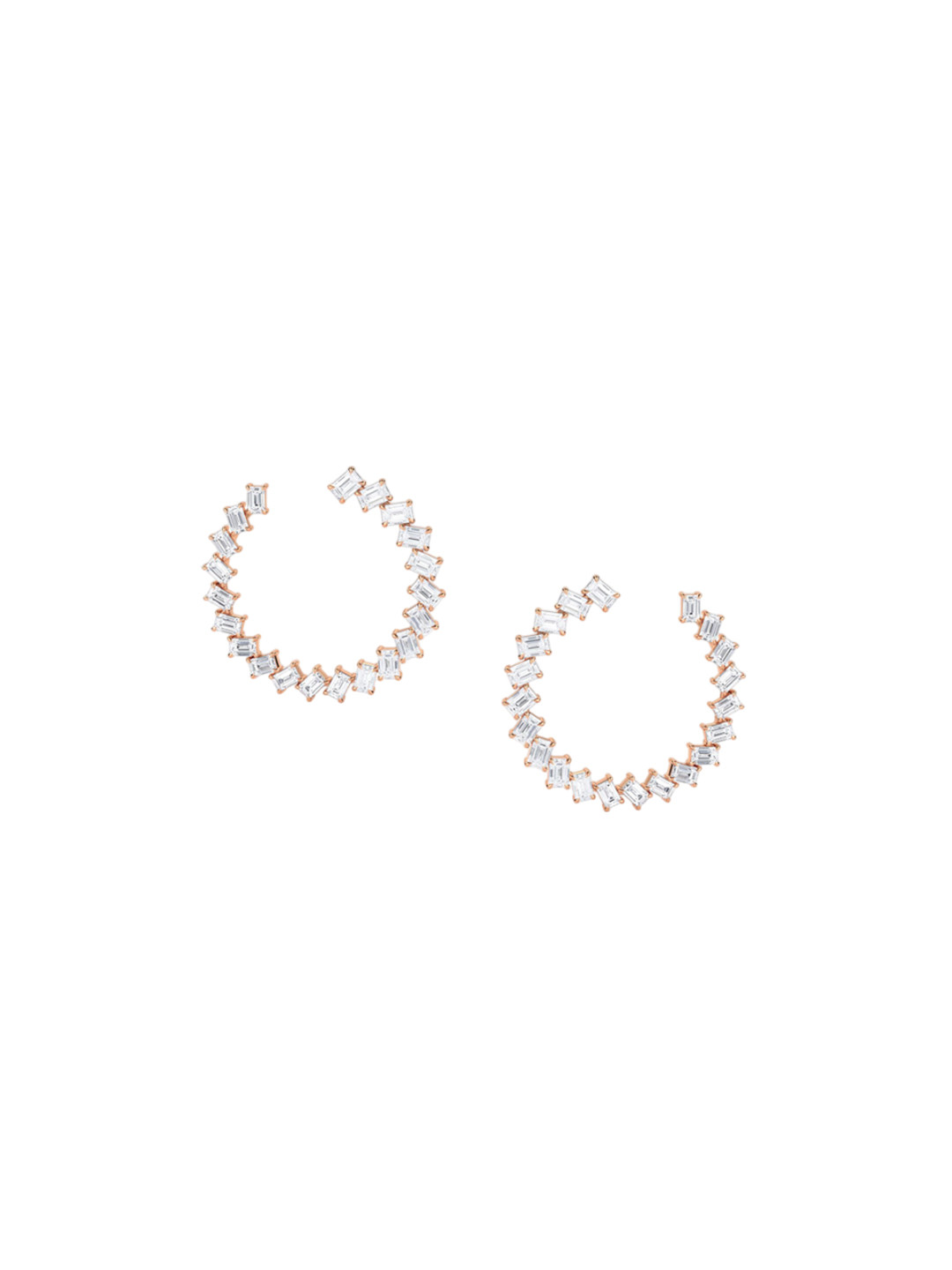LUNA Women Rose Gold Lab Grown Diamond Studded Hoop Earrings I 14 Kt