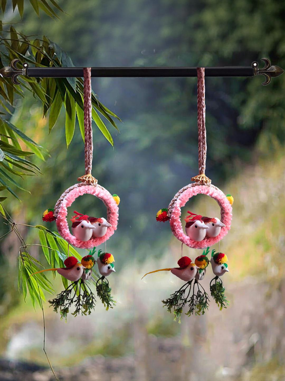 The Shine Store Bird Nest Chidiya with Grass Jute Matte Decorative Bird Cage-12.6In