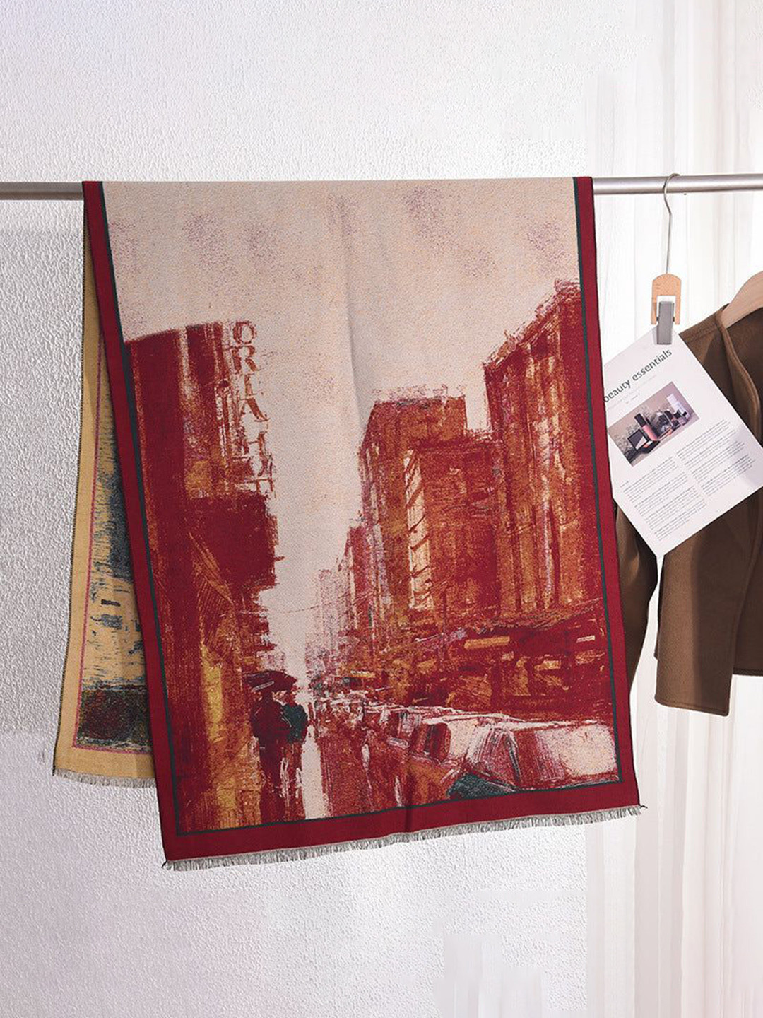 QUECY Women Abstract Printed Stole With Fringed Border