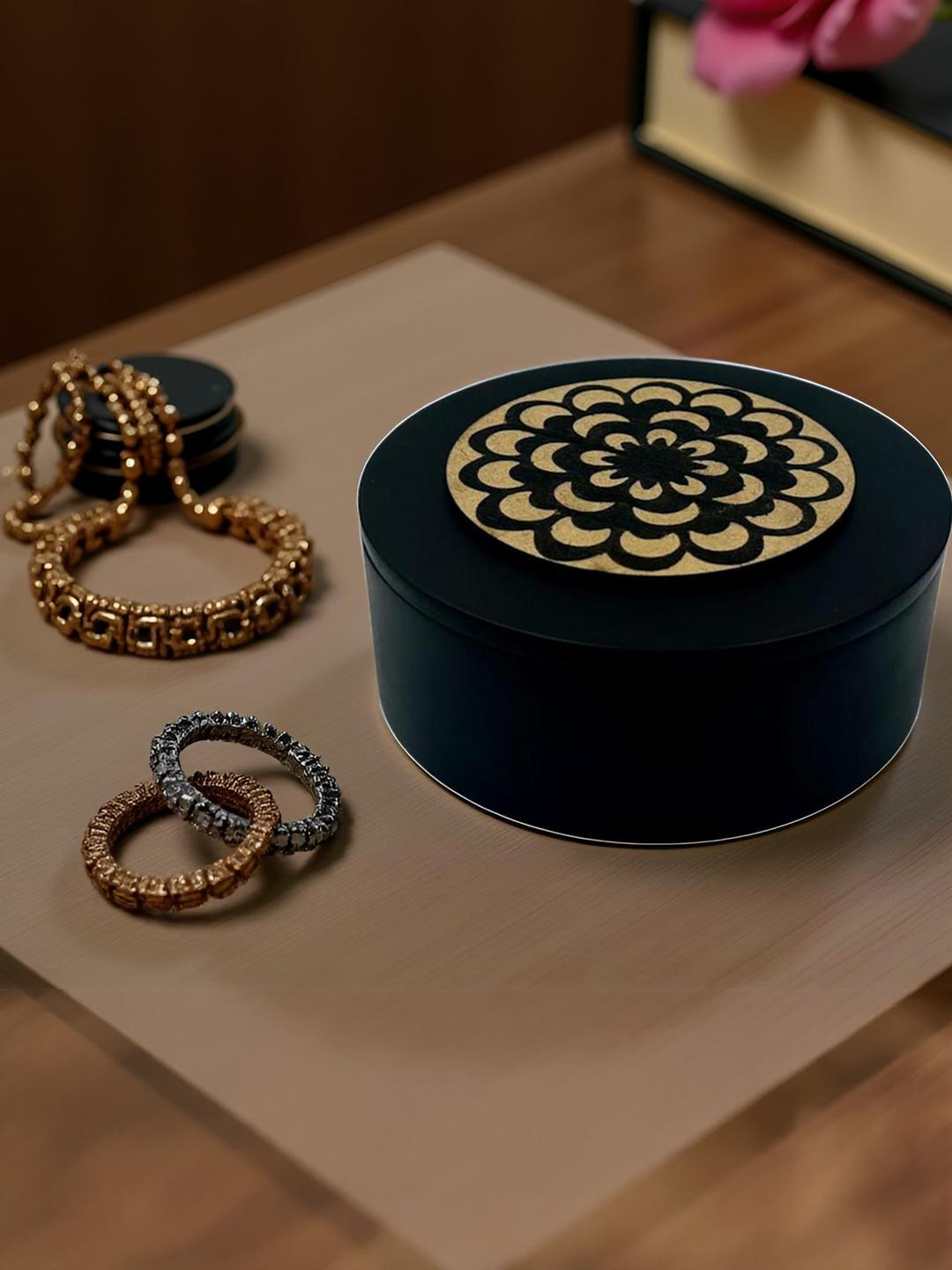 Angira handicrafts Round Shape Decorative Wooden Storage Box