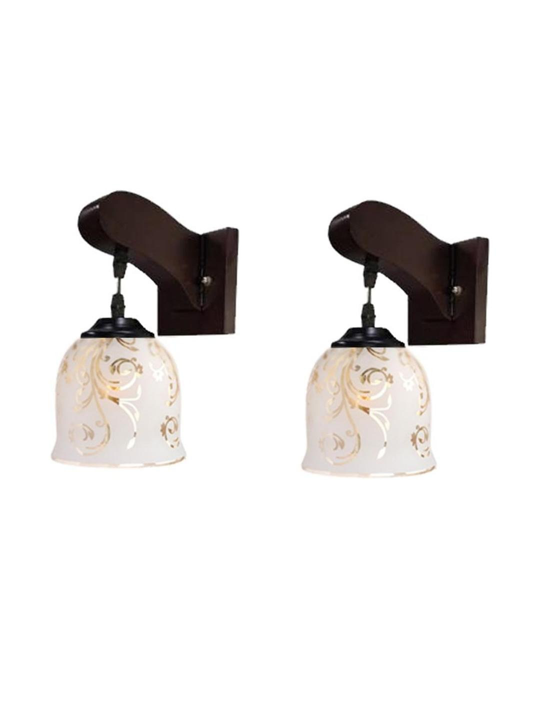 Somil Premium Designer Glass Wall / Night Lamp  Elegant & Stylish Dcor Accent for Modern Interiors, Color- Golden, White, Size:- 14 X 14 X 22 CM