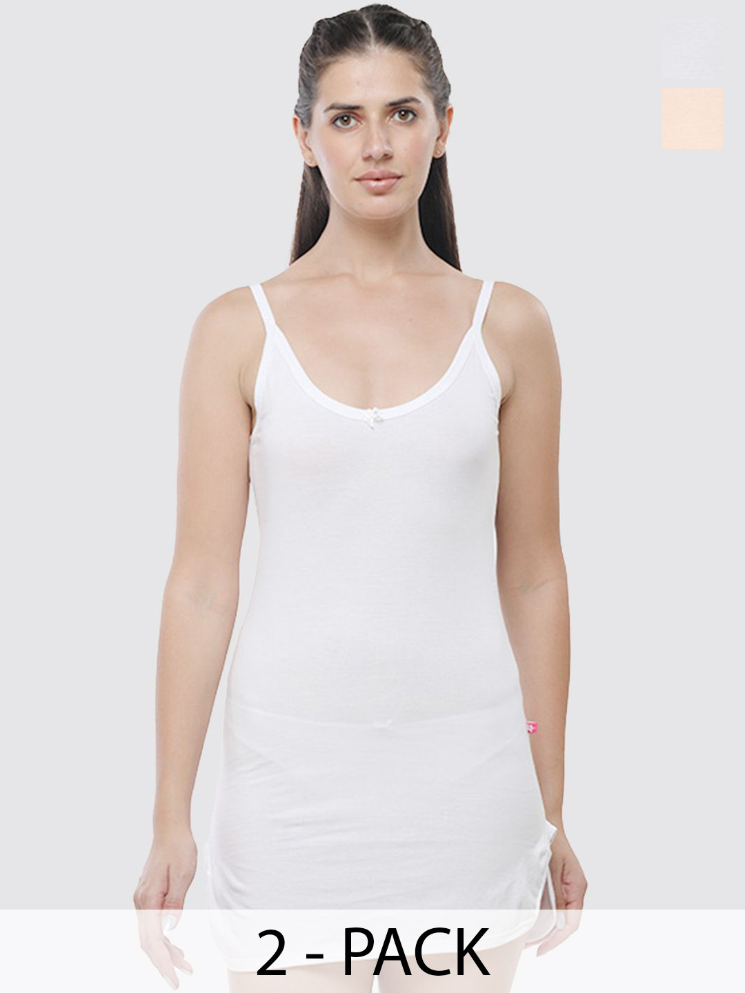 Daisy Dee Pack of 2 Cotton Non-Padded Long Line Side Slits Slips