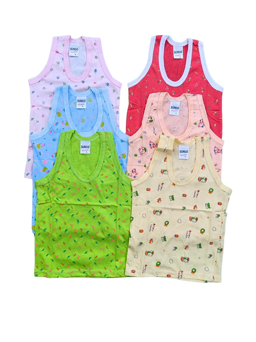 Sunuo Set of 6 Kids Multicolored Kids Cotton vests