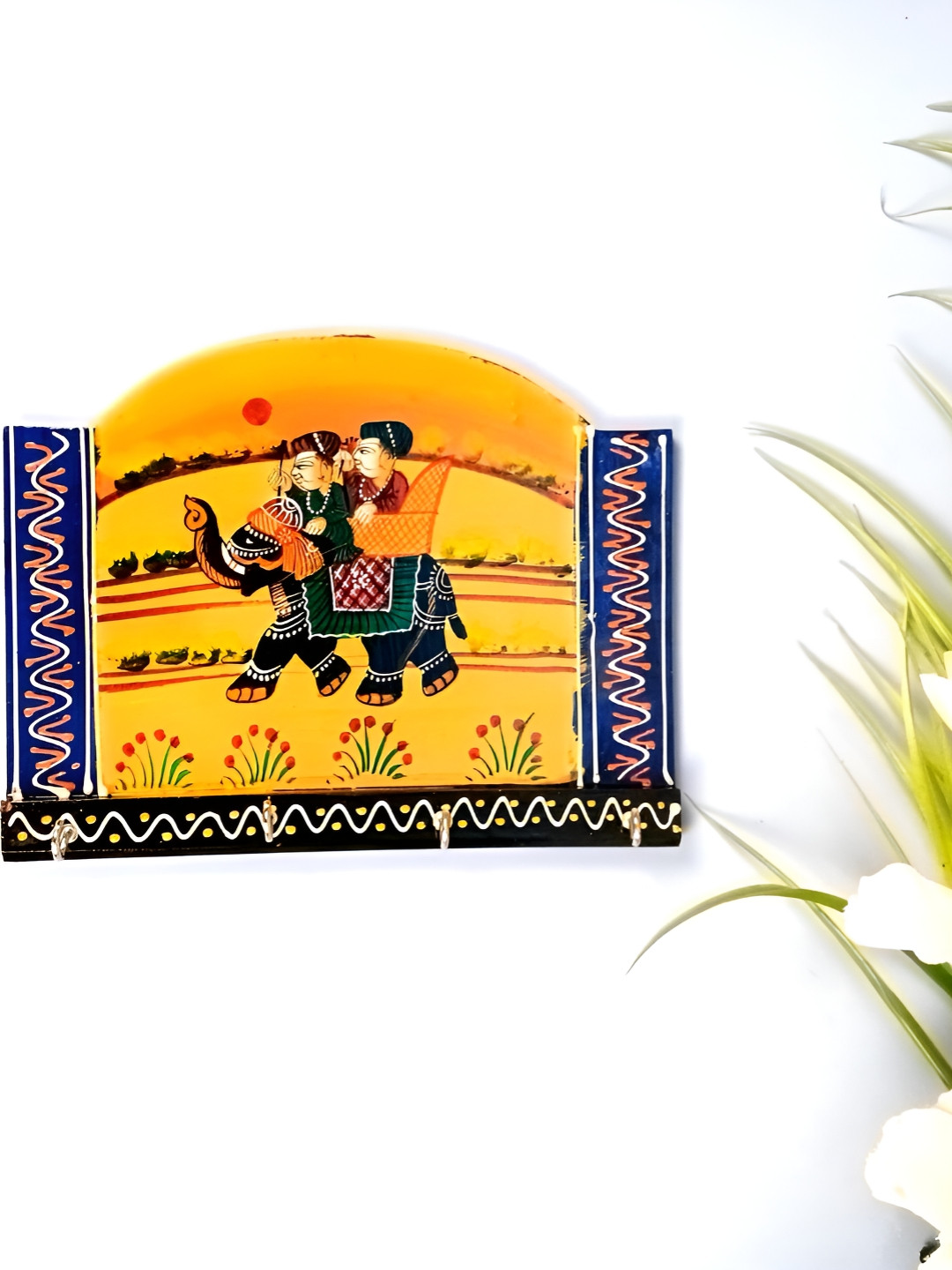 apka mart Black & Yellow Printed 4-Hooks KeyHolder