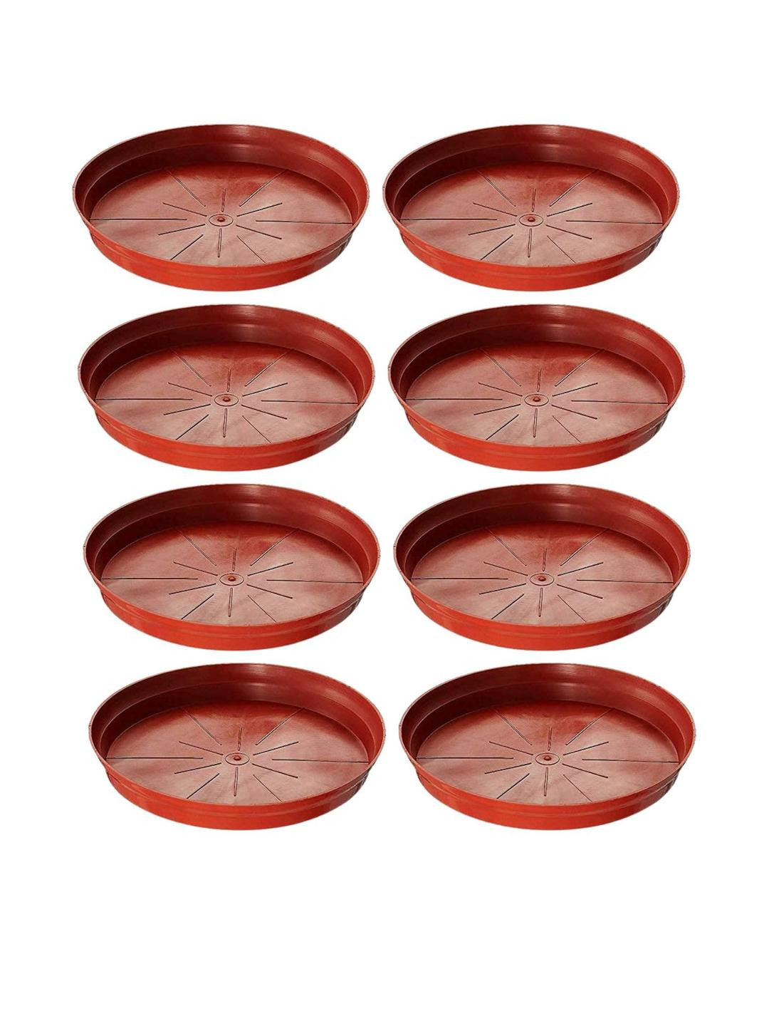 Go Hooked 8 Pieces Brown Planter Drip Trays for Pot