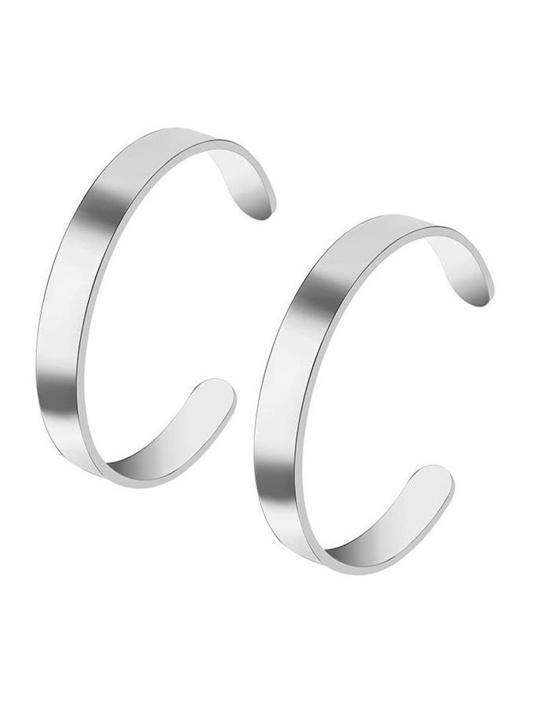 VS Unique Collection Men 2 Silver-Plated Adjustable Kada Bracelet