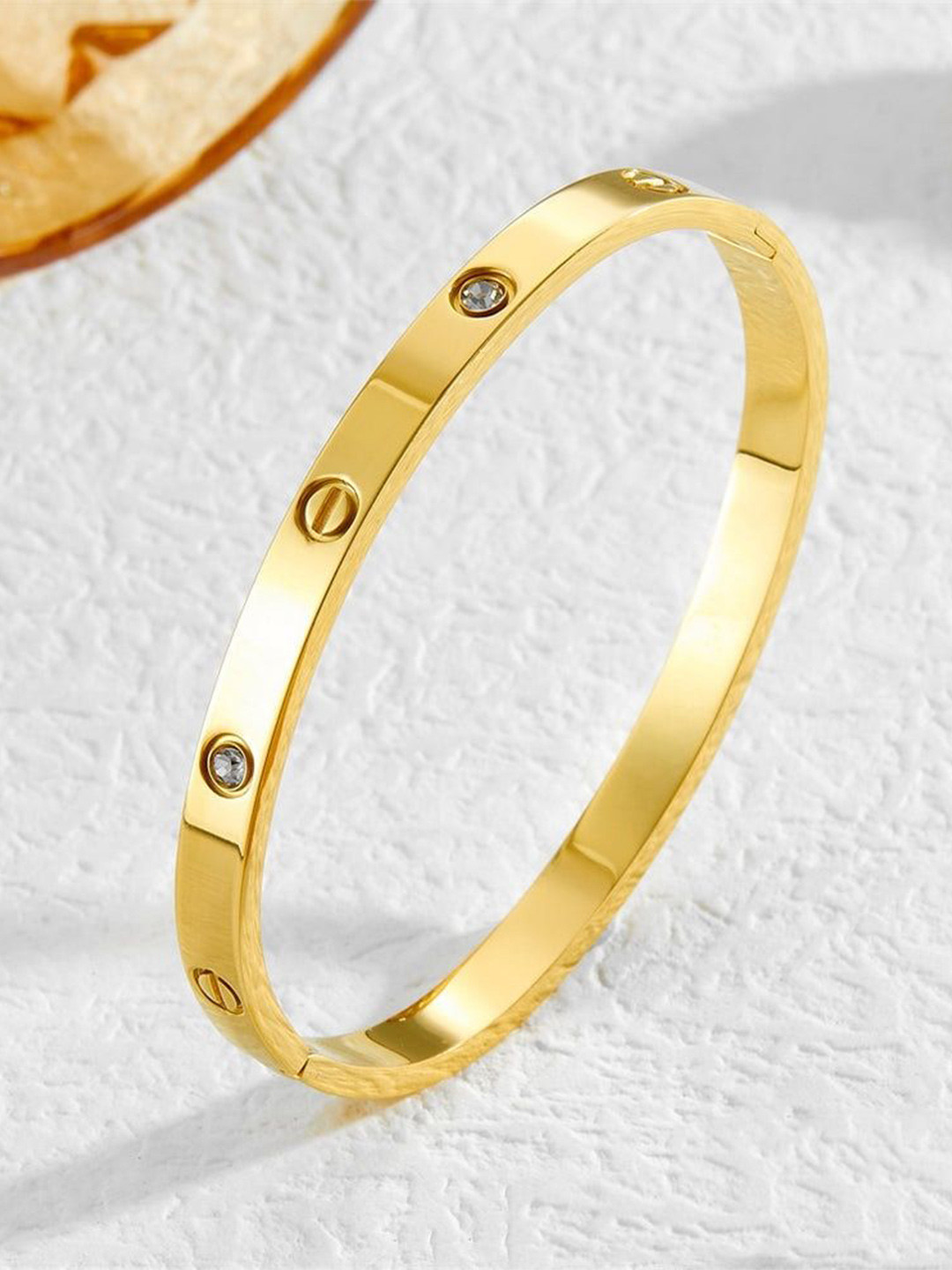 VS Unique Collection Women AD Gold-Plated Kada Bracelet