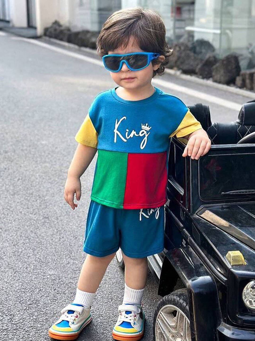 Yoonikk Unisex Kids Colourblocked T-shirt with Shorts
