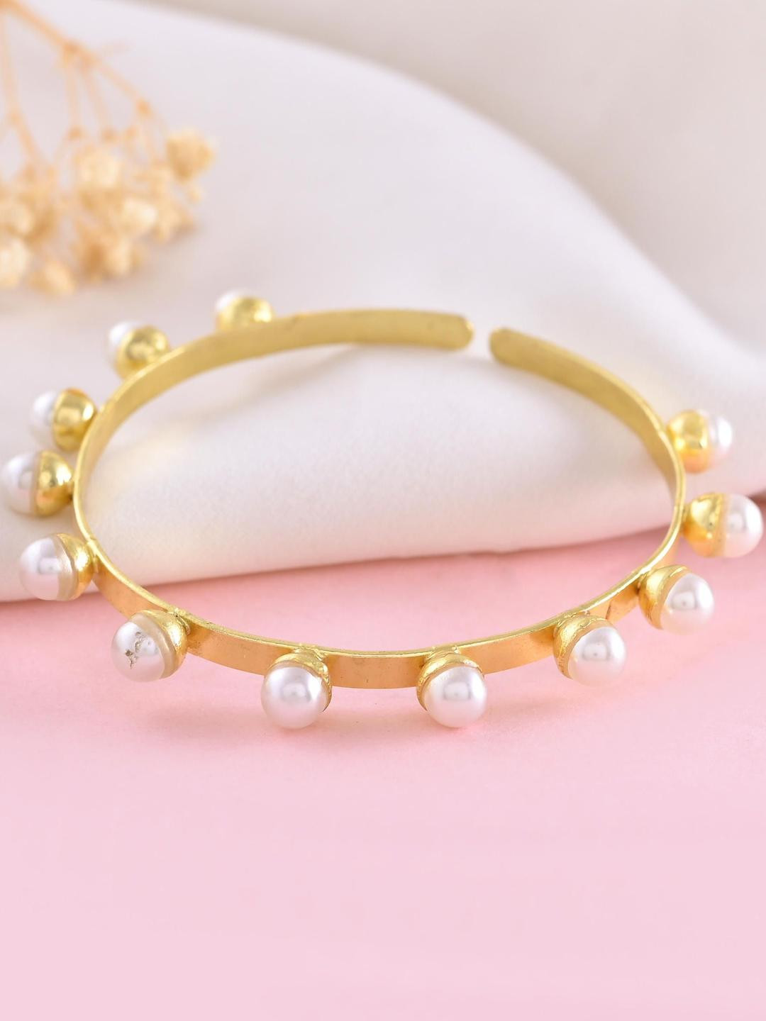 Gold Plated Pearl Studded Kada Barcelet