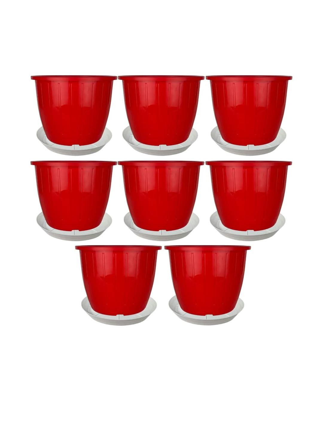 Go Hooked Red 8 Pieces Planters With Tray