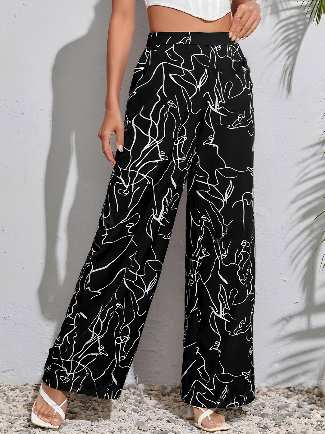 RareWeaves Women Printed Knitted Palazzos