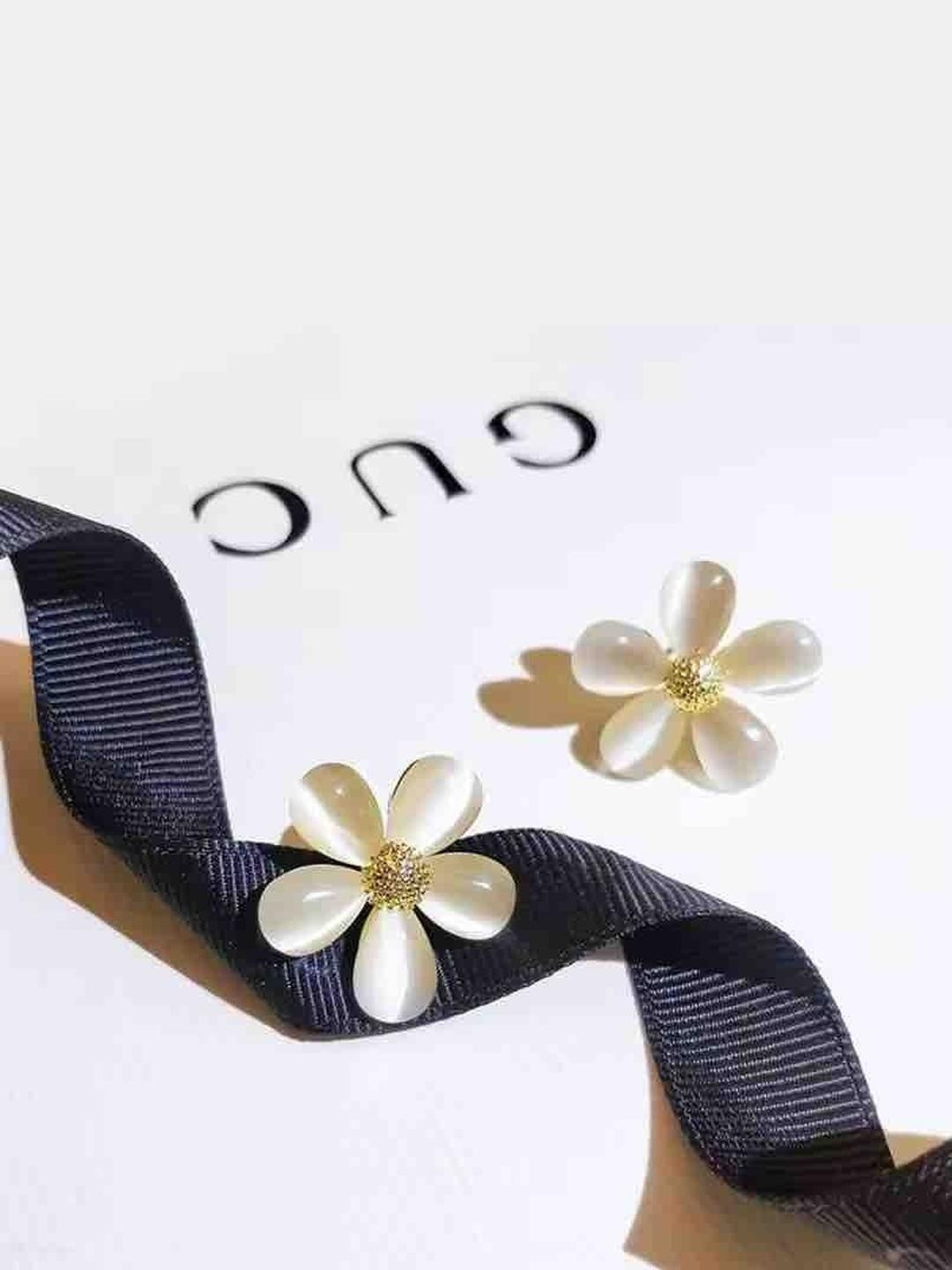 Anouk Gold Plated Floral Cat Eye Studs