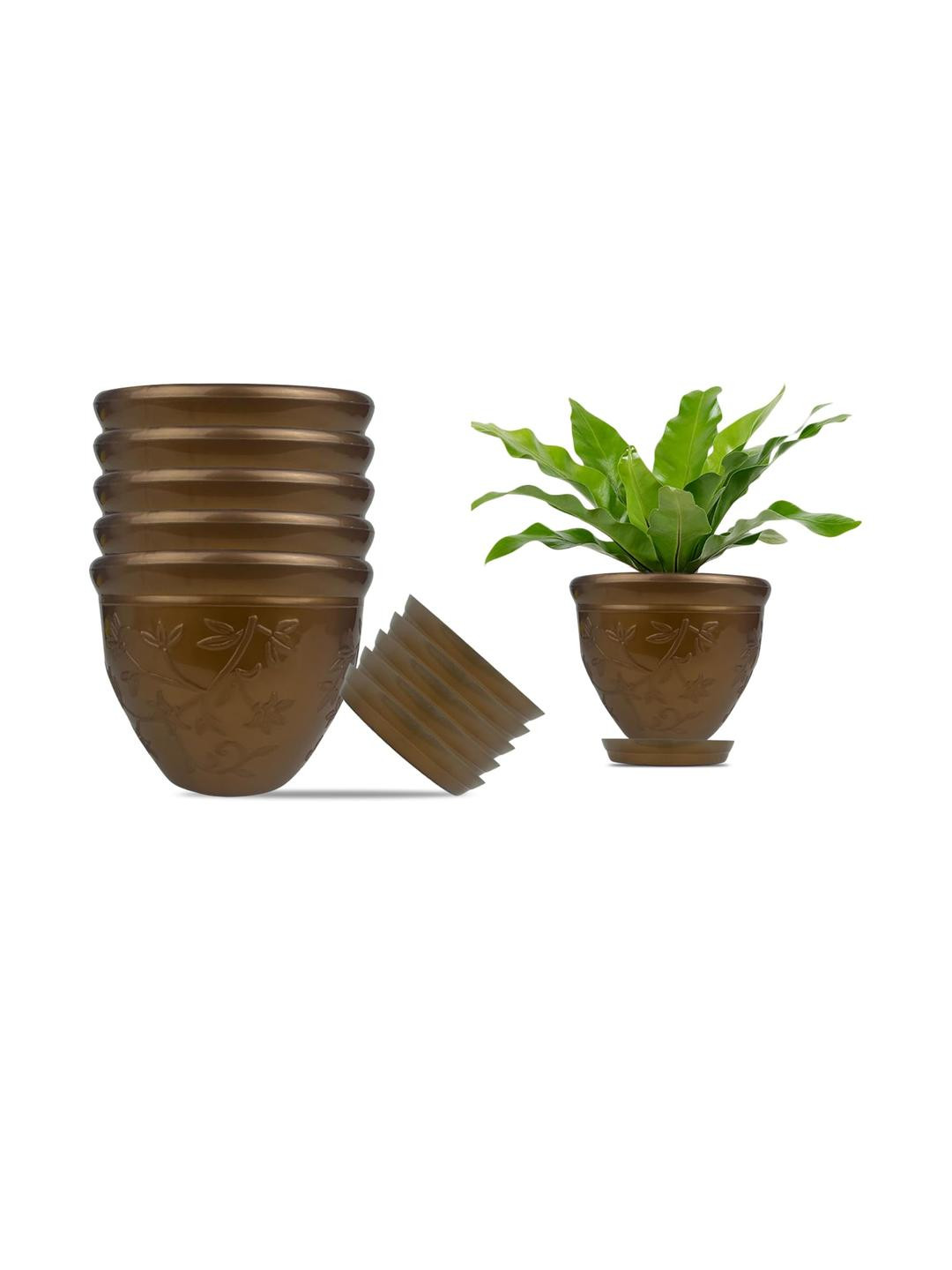 Go Hooked 6 Inch Victor Pot for Plants with Saucer Tray (Pack of 6)