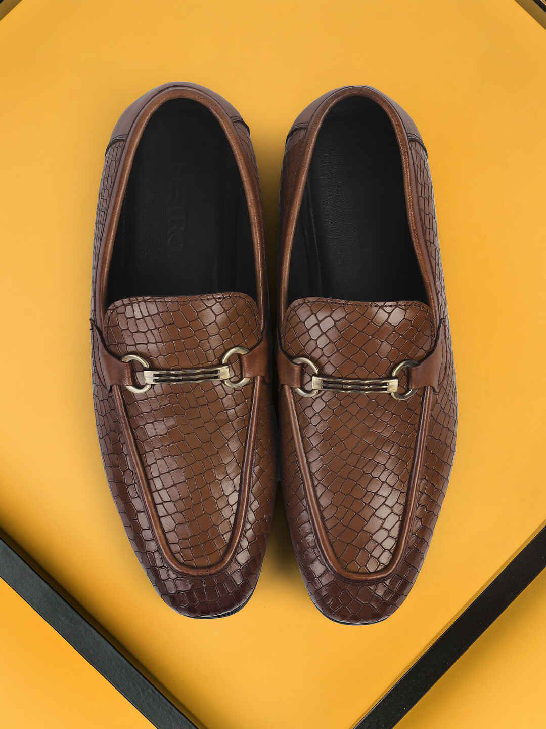 Metro Men Textured Formal Slip On Loafer Shoes