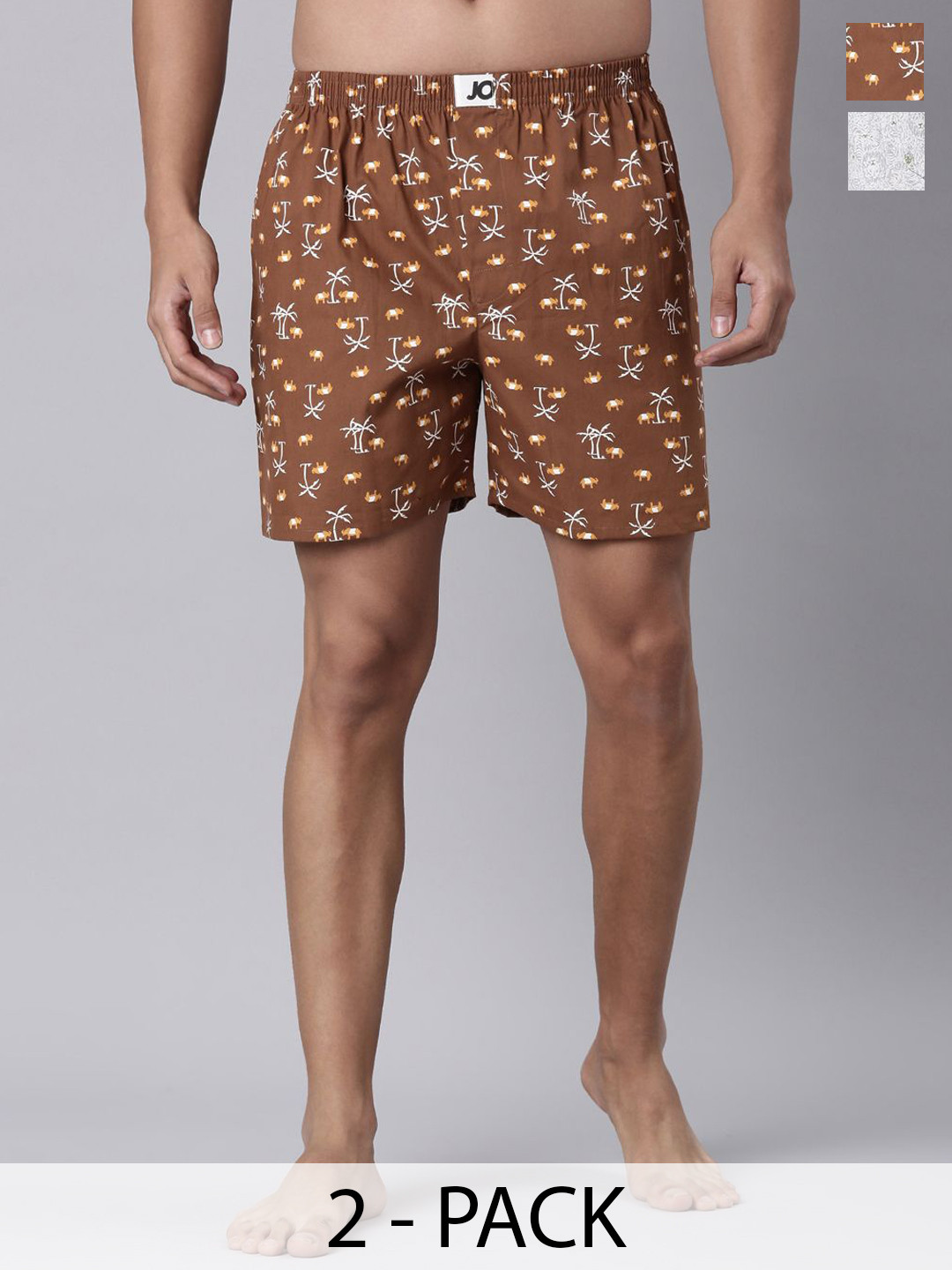 Joven Pack Of 2 Printed Pure Cotton Side Pocket Boxers 25JB2P-ILBE